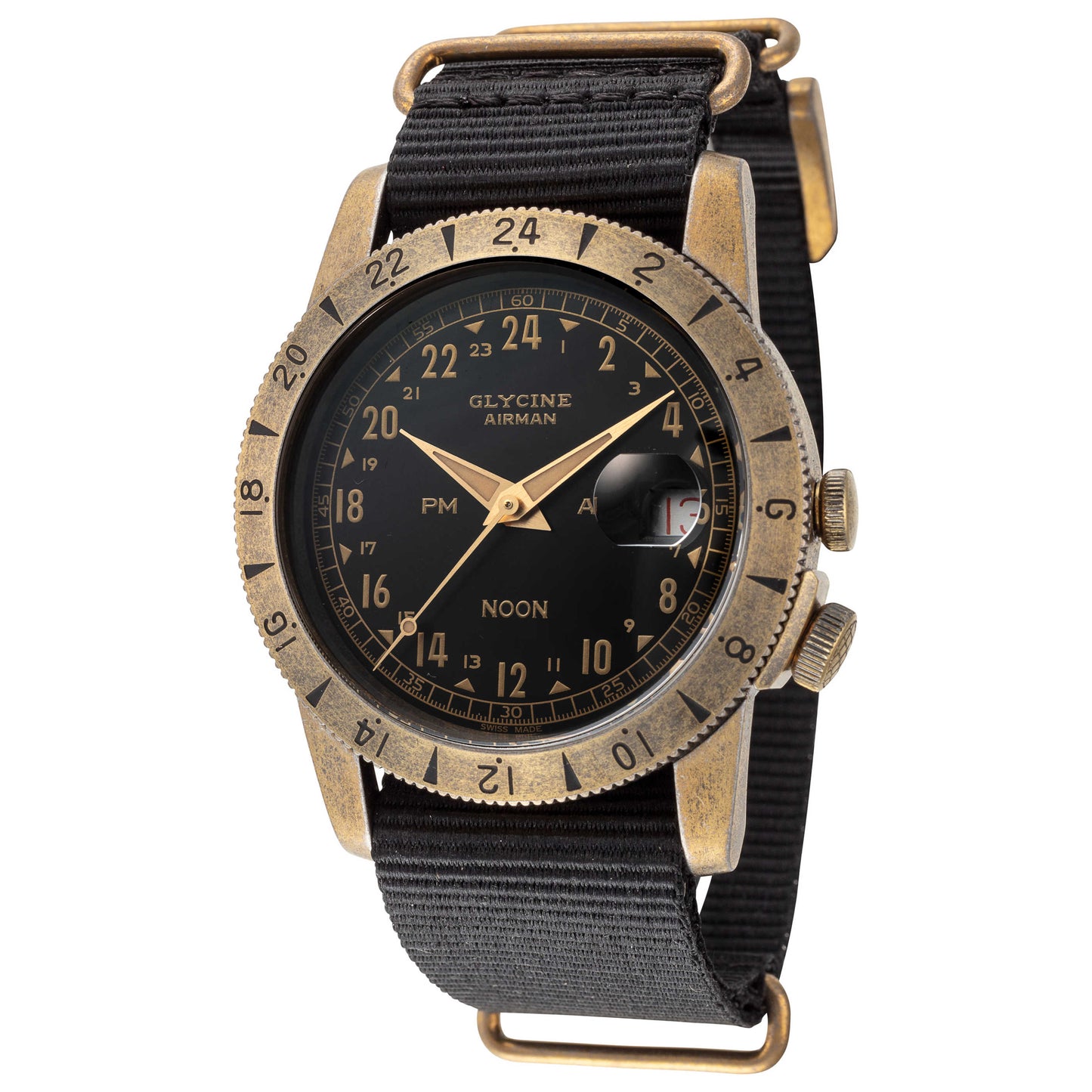 Front view of Glycine Airman Vintage Noon Men's Automatic Watch GL0379