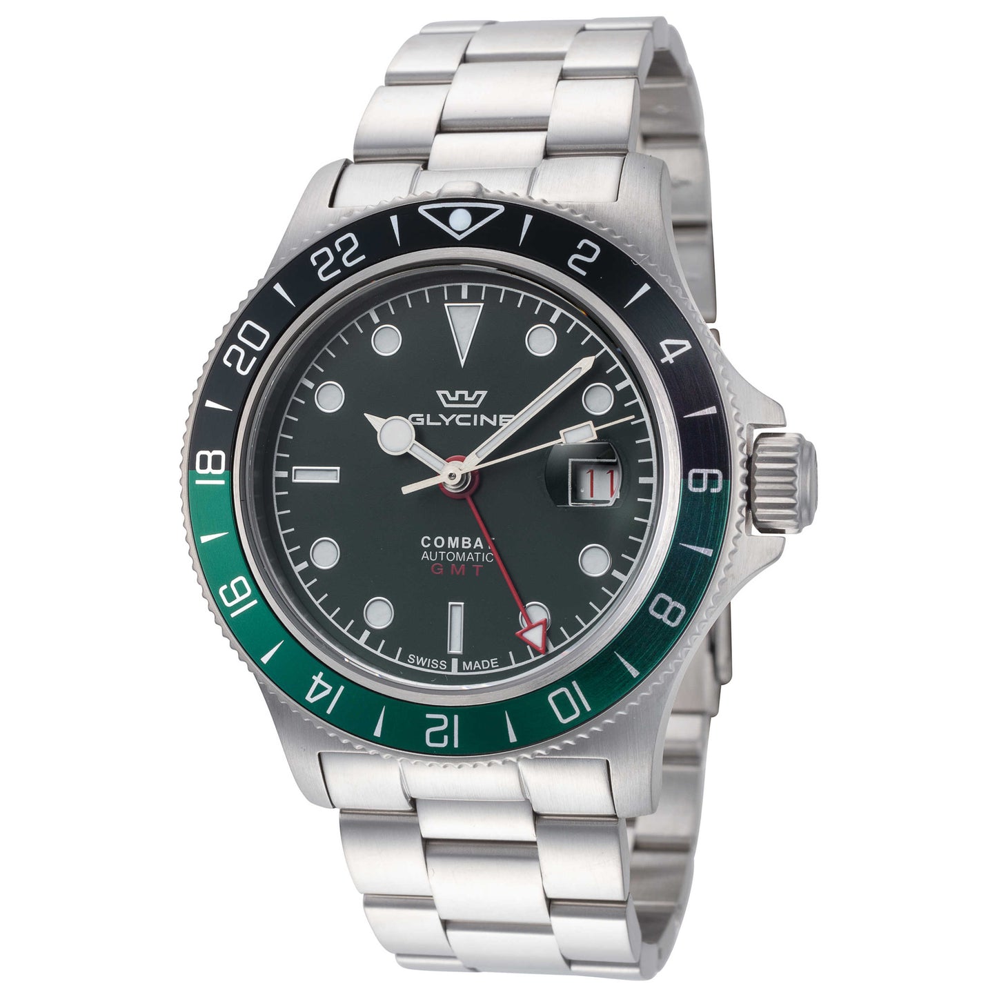 Front view of Glycine Combat Sub GMT 42 Men's Automatic Watch GL0383