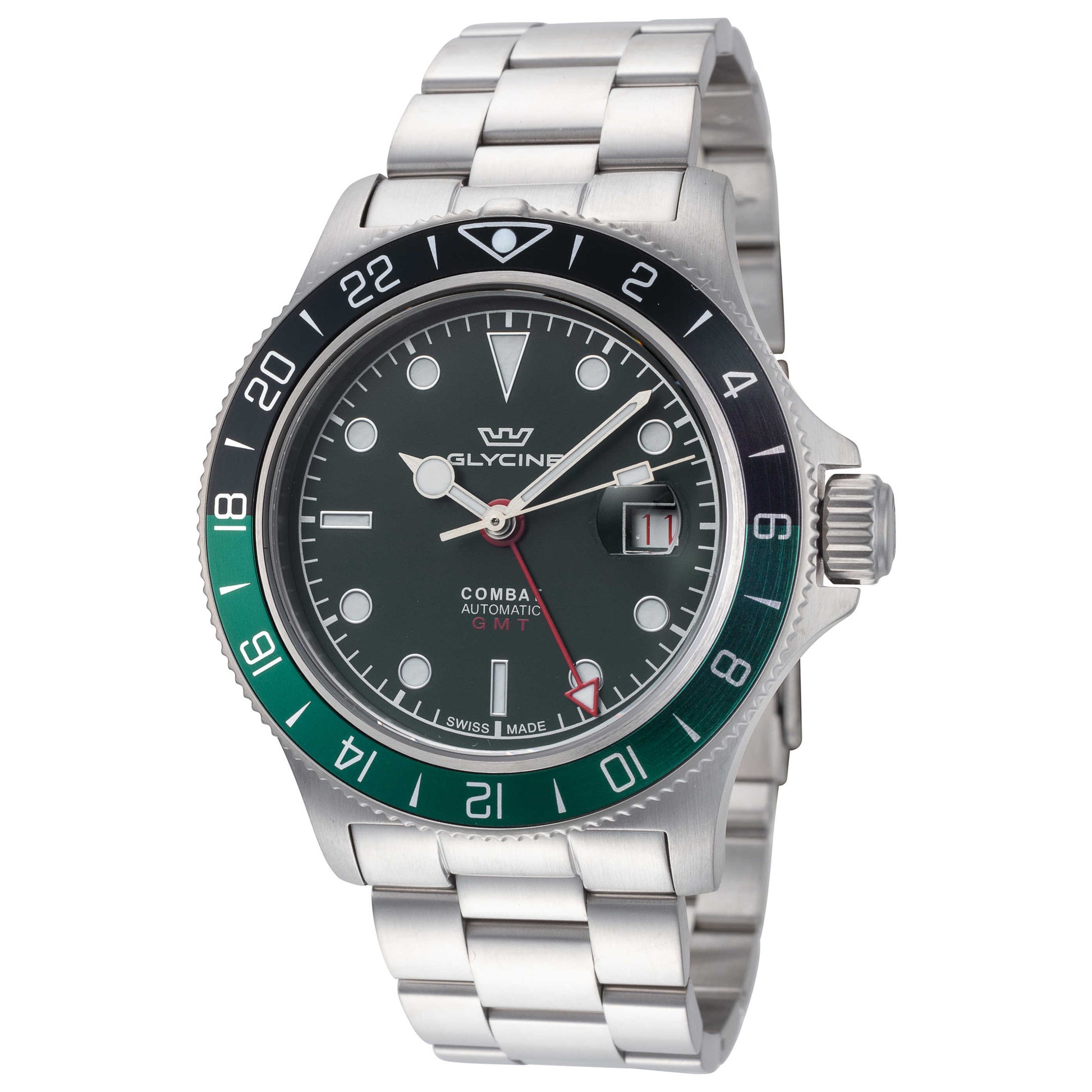 Front view of Glycine Combat Sub GMT 42 Men's Automatic Watch GL0383