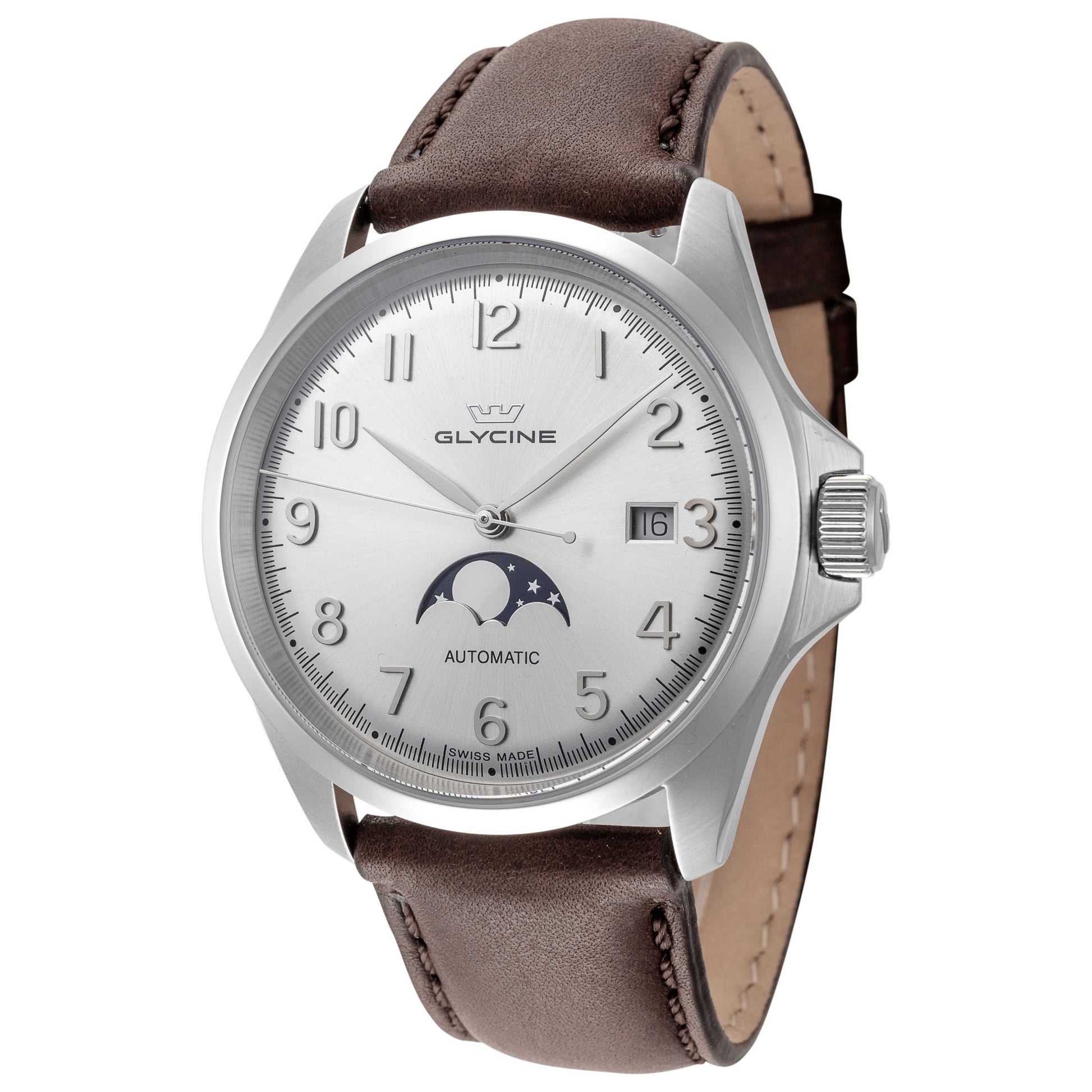 Front view of Glycine Combat Classic 40 Moonphase Men's Automatic Watch GL0384