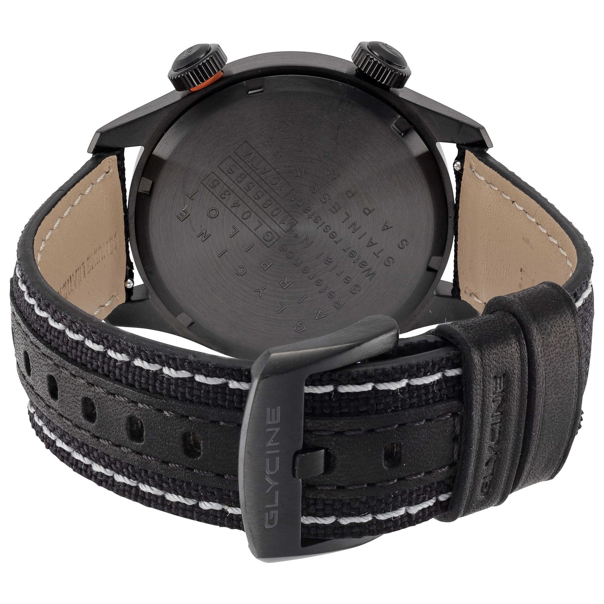 Back view of Glycine Airpilot GMT 44 Men's Quartz Watch GL0435