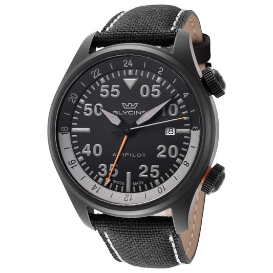 Front view of Glycine Airpilot GMT 44 Men's Quartz Watch GL0435
