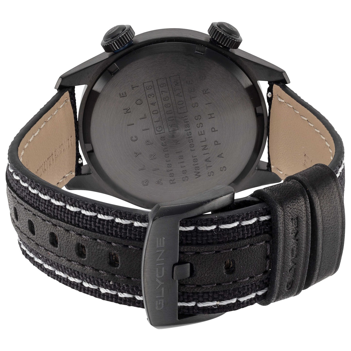 Back view of Glycine Airpilot GMT 44 Men's Quartz Watch GL0436