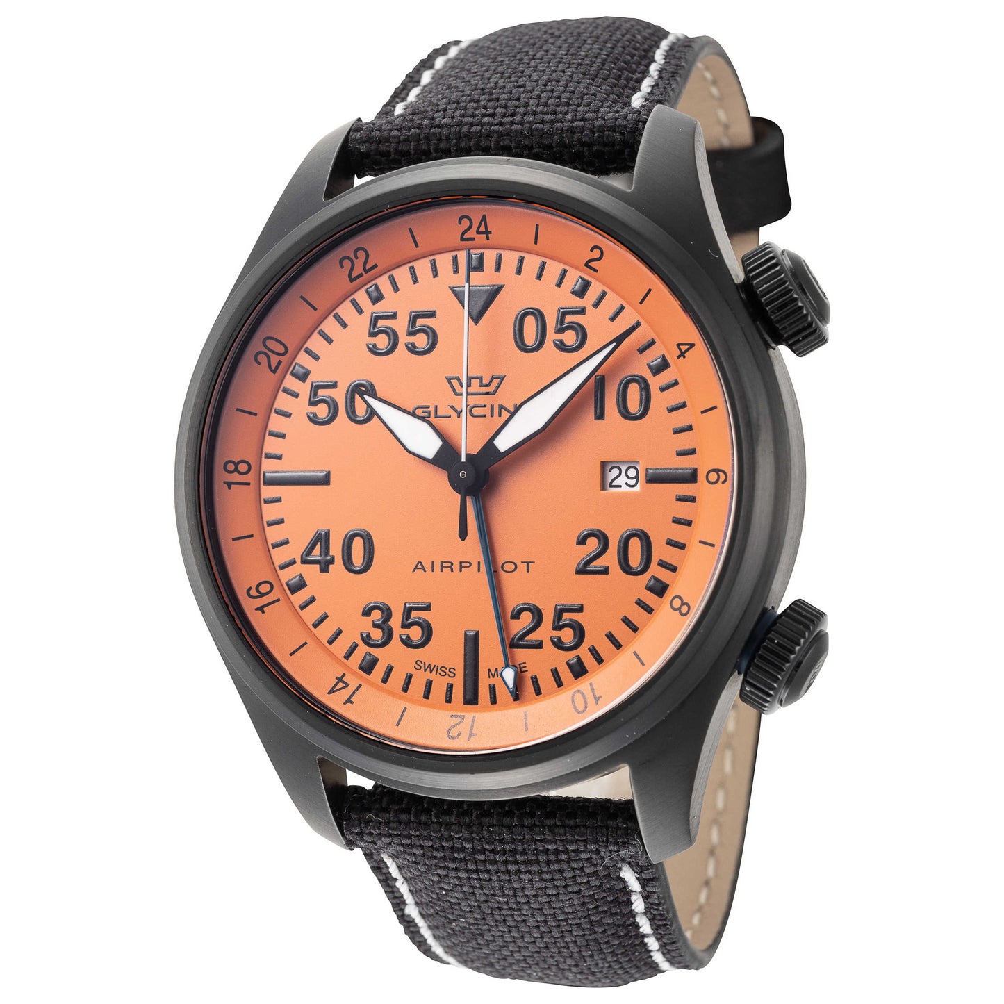 Front view of Glycine Airpilot GMT 44 Men's Quartz Watch GL0436