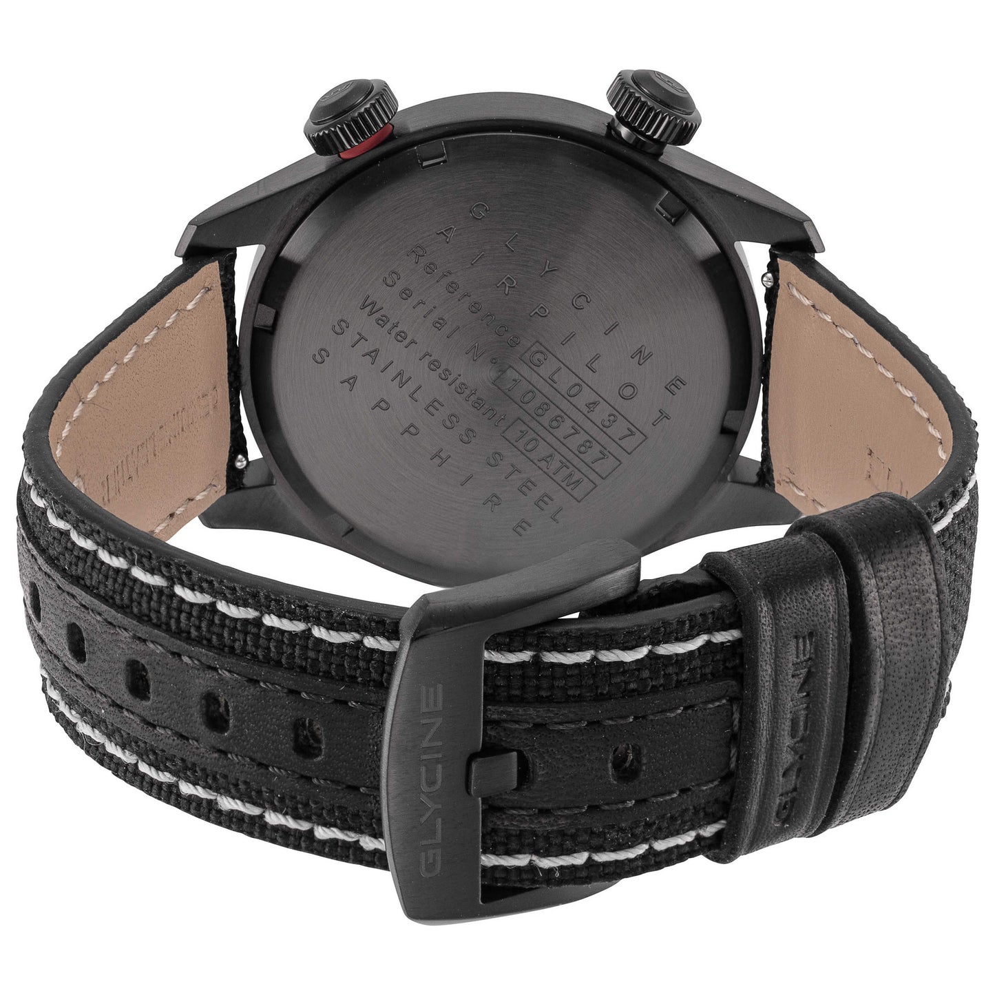 Back view of Glycine Airpilot GMT 44 Men's Quartz Watch GL0437
