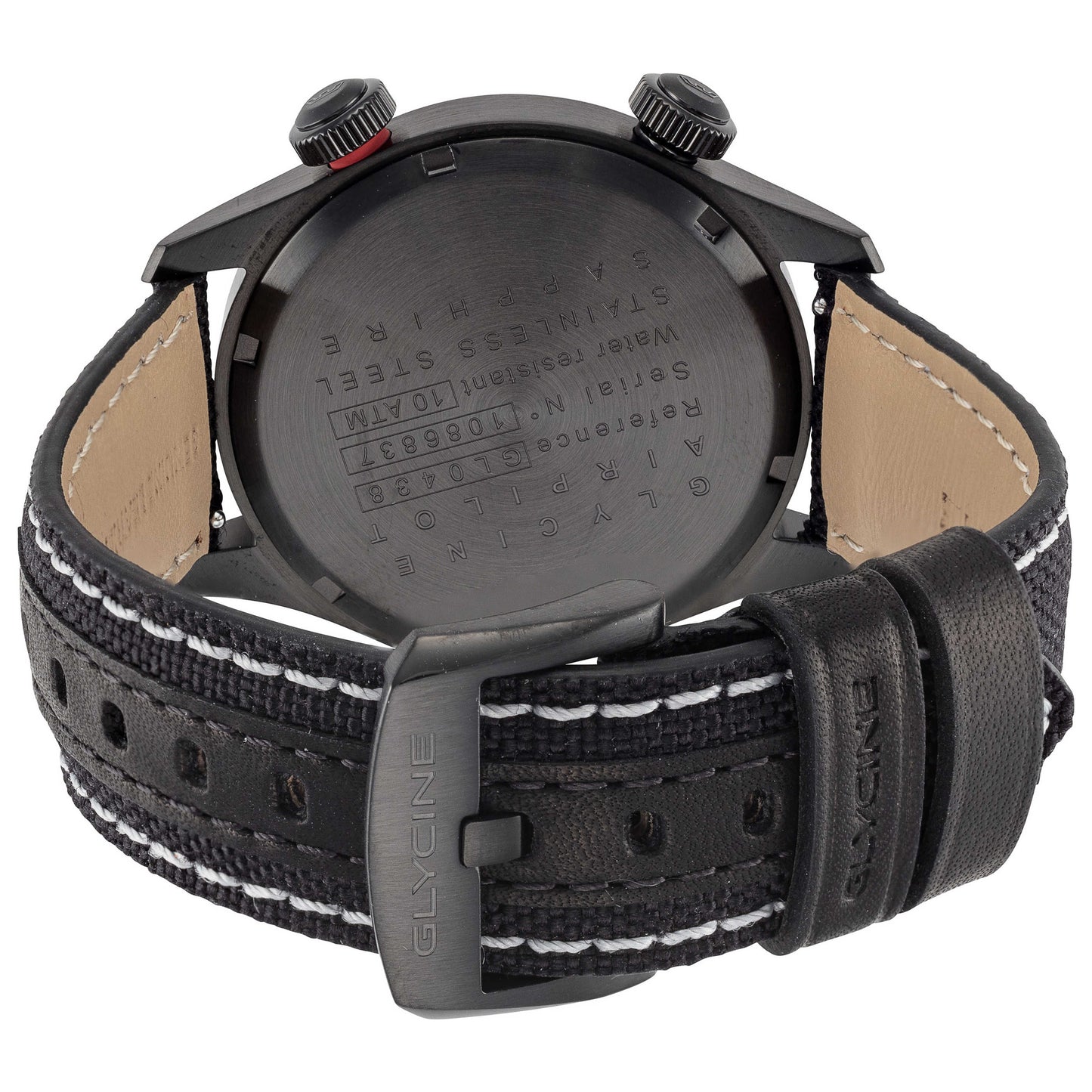 Back view of Glycine Airpilot GMT 44 Men's Quartz Watch GL0438