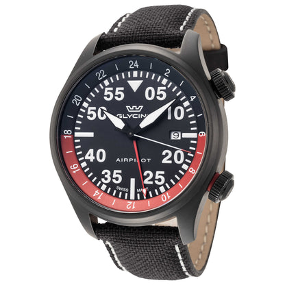 Front view of Glycine Airpilot GMT 44 Men's Quartz Watch GL0438