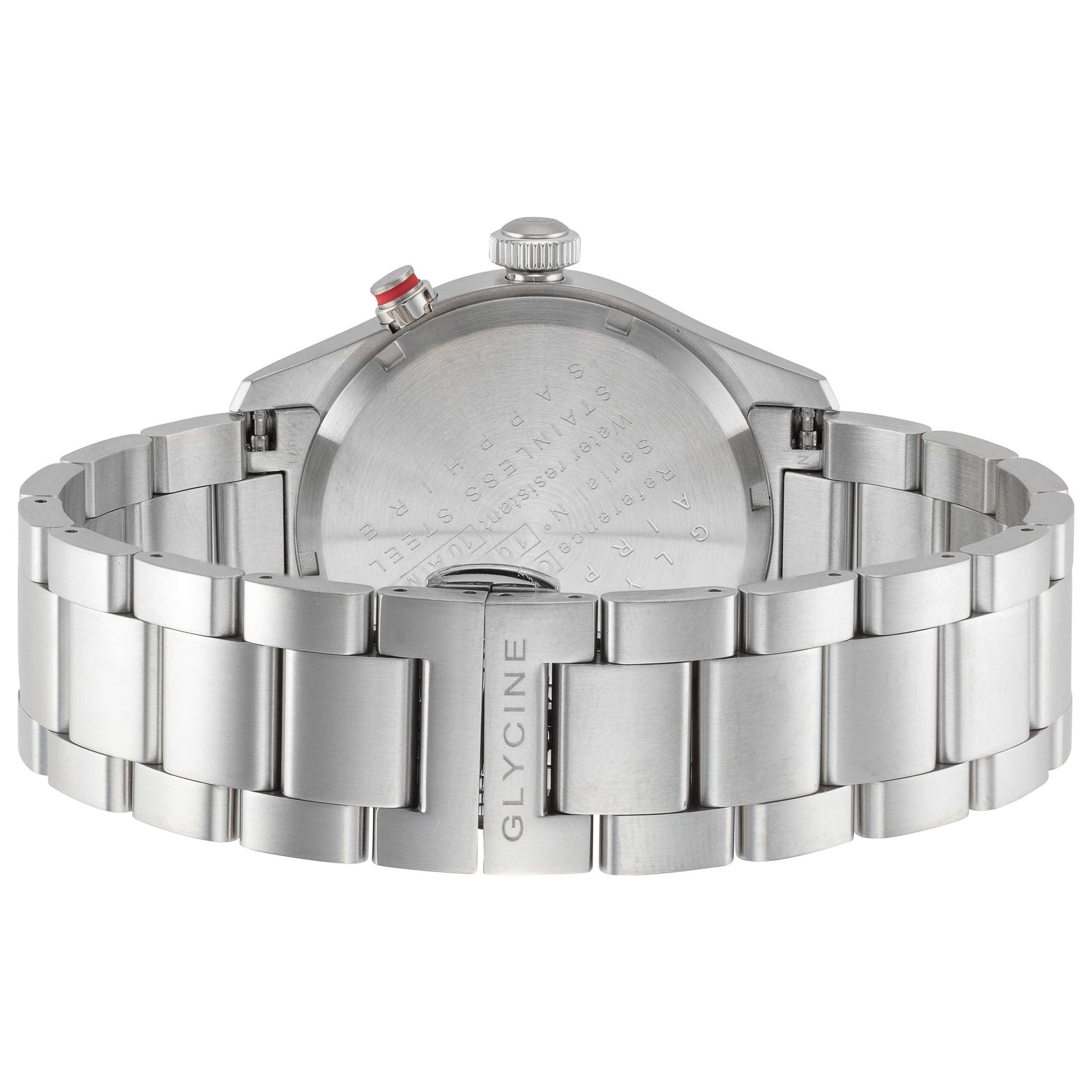 Back view of Glycine Airpilot Dual Time 44 Men's Quartz Watch GL0450