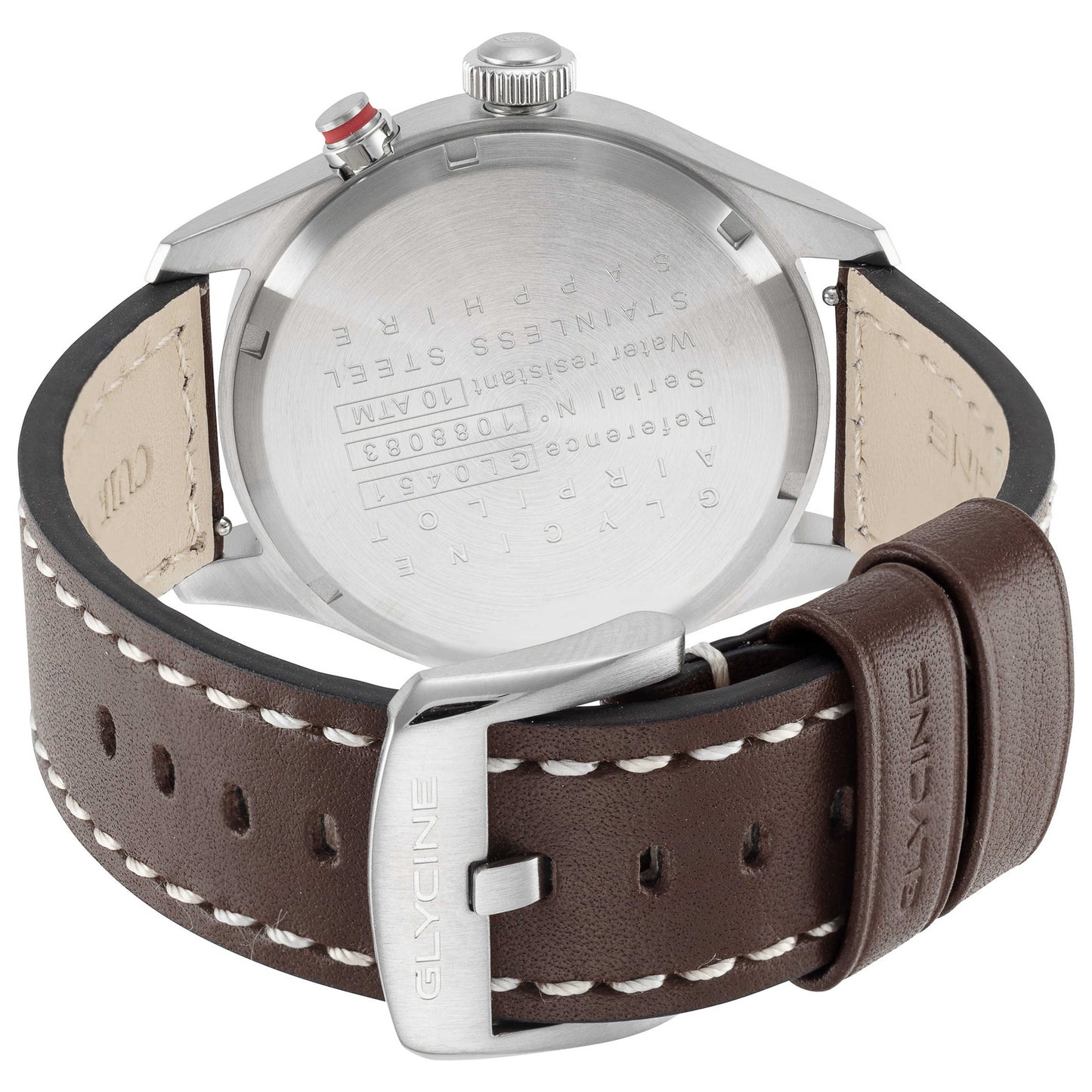 Back view of Glycine Airpilot Dual Time 44 Men's Quartz Watch GL0451