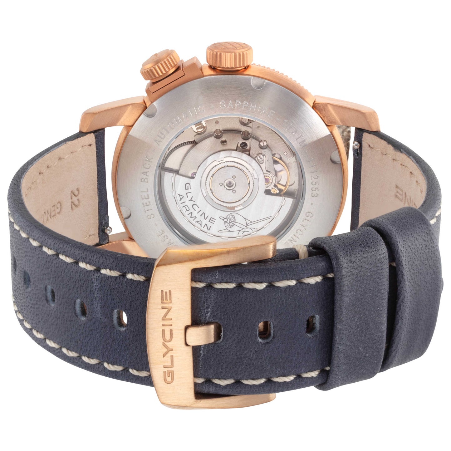 Back view of Glycine Airman Contemporary Bronze GMT Men's Automatic Watch GL0548
