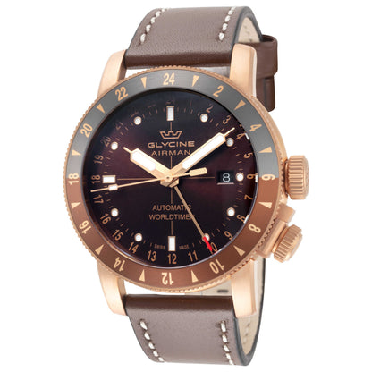 Front view of Glycine Airman Contemporary Bronze GMT Men's Automatic Watch GL0549