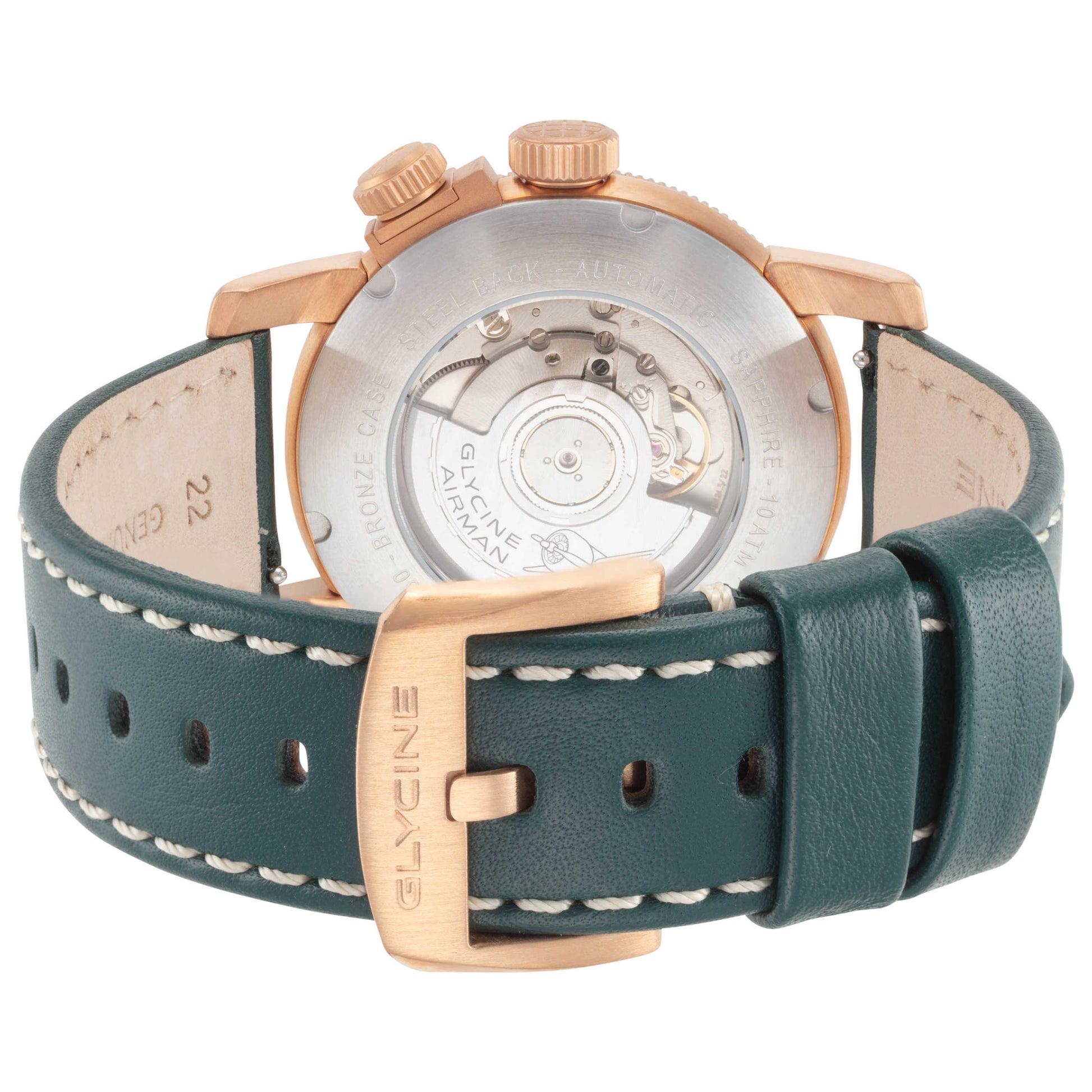 Back view of Glycine Airman Contemporary Bronze GMT Men's Automatic Watch GL0550