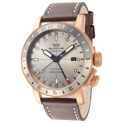 Front view of Glycine Airman Contemporary Bronze GMT Men's Automatic Watch GL0551