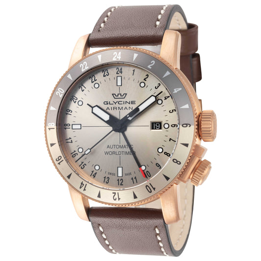 Front view of Glycine Airman Contemporary Bronze GMT Men's Automatic Watch GL0551