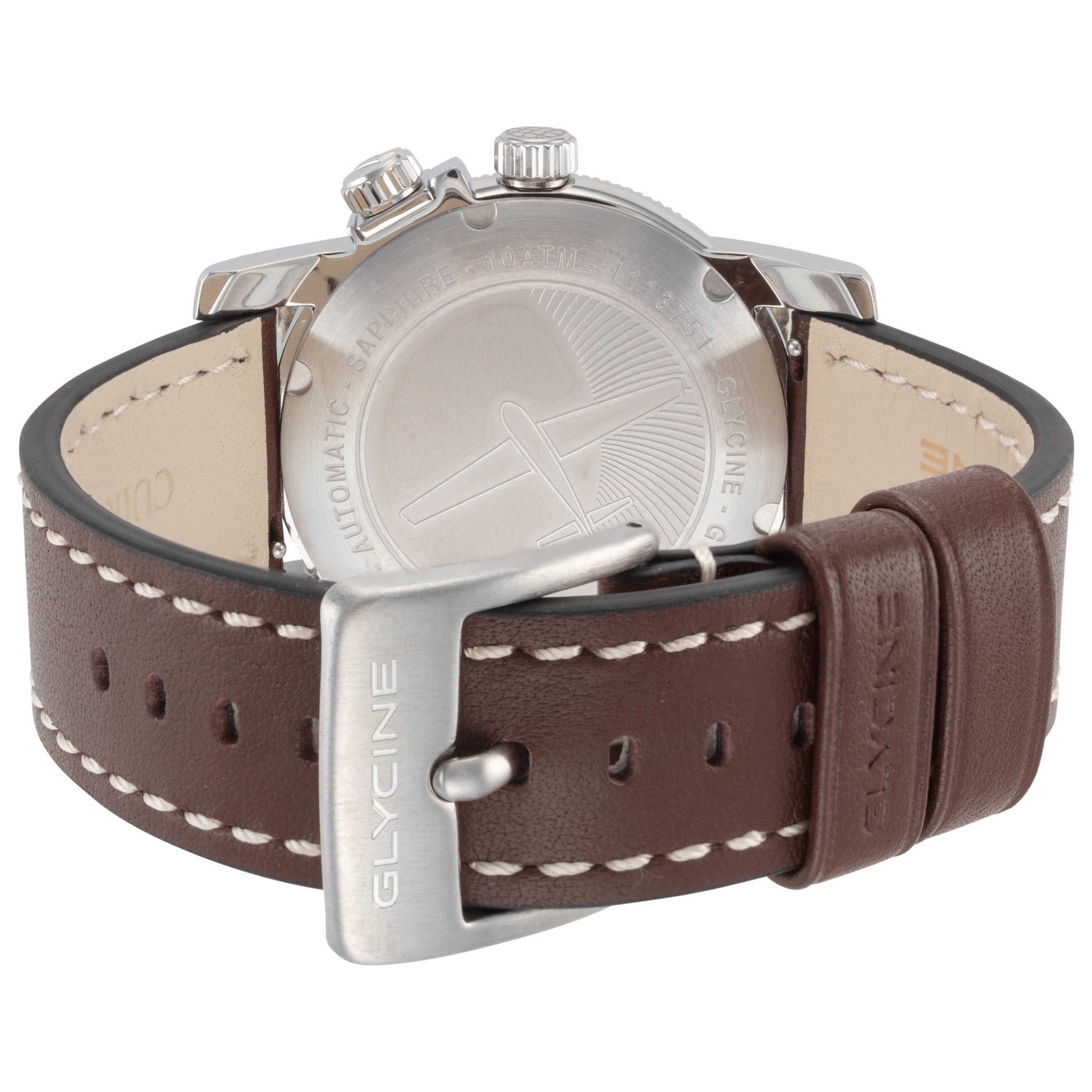 Back view of Glycine Ariman Double Twelve Men's Automatic Watch GL0552