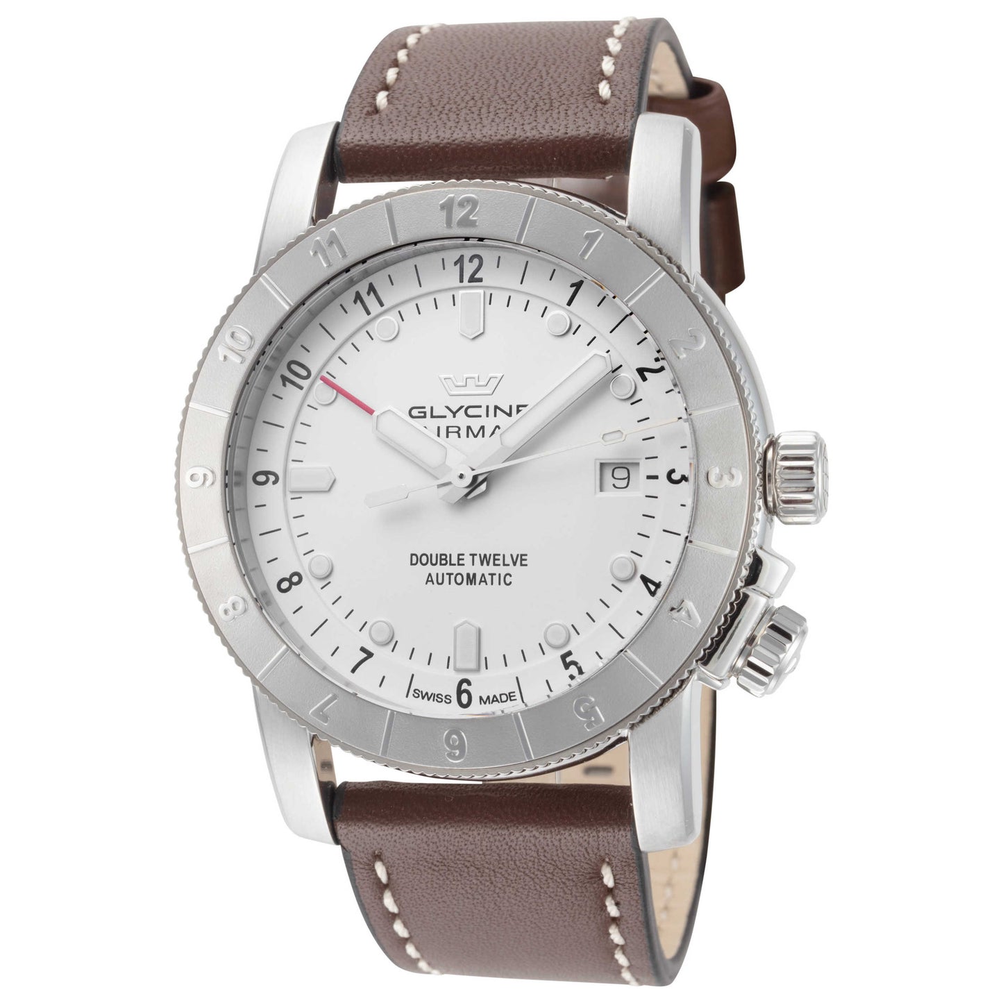 Front view of Glycine Ariman Double Twelve Men's Automatic Watch GL0554
