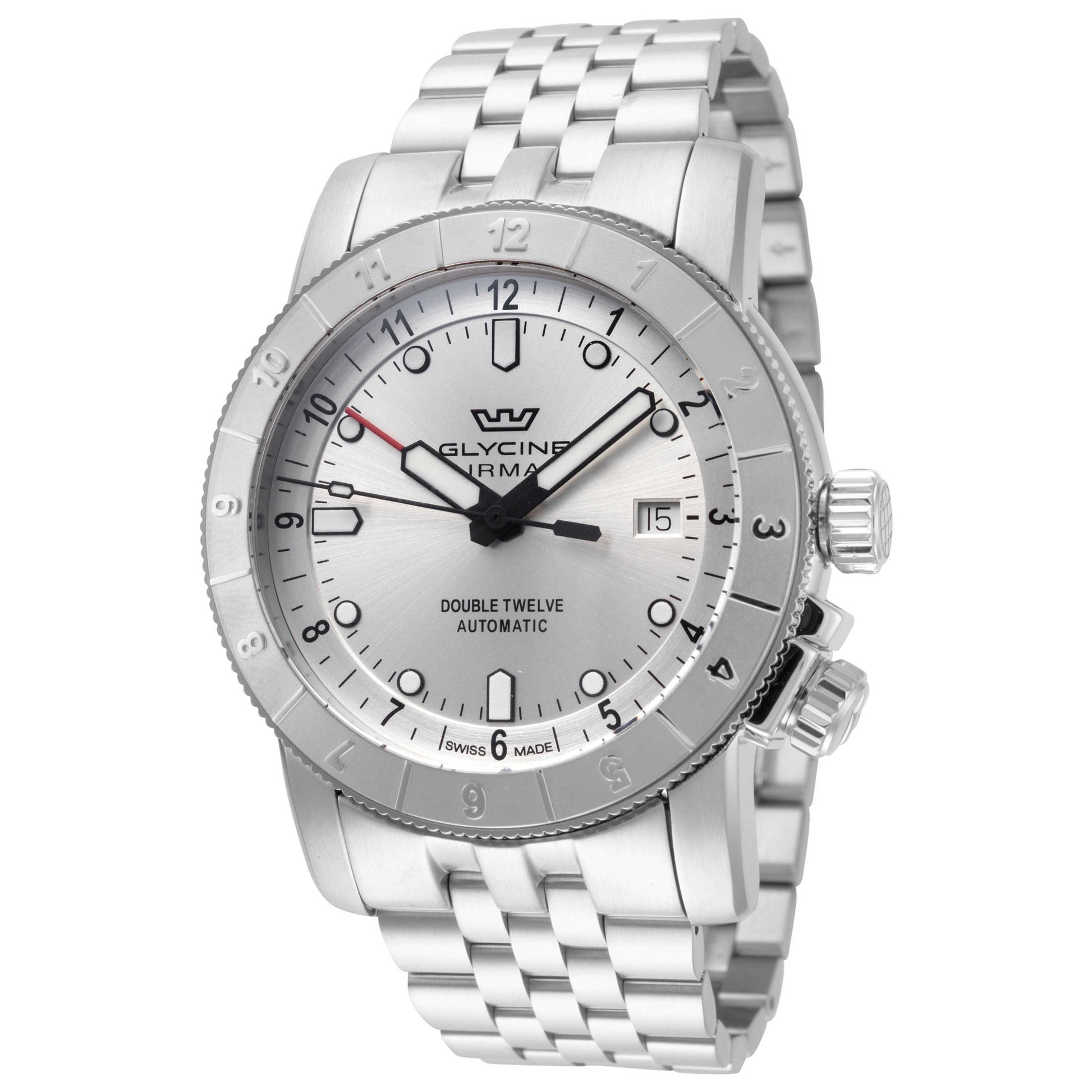Front view of Glycine Ariman Double Twelve Men's Automatic Watch GL0555