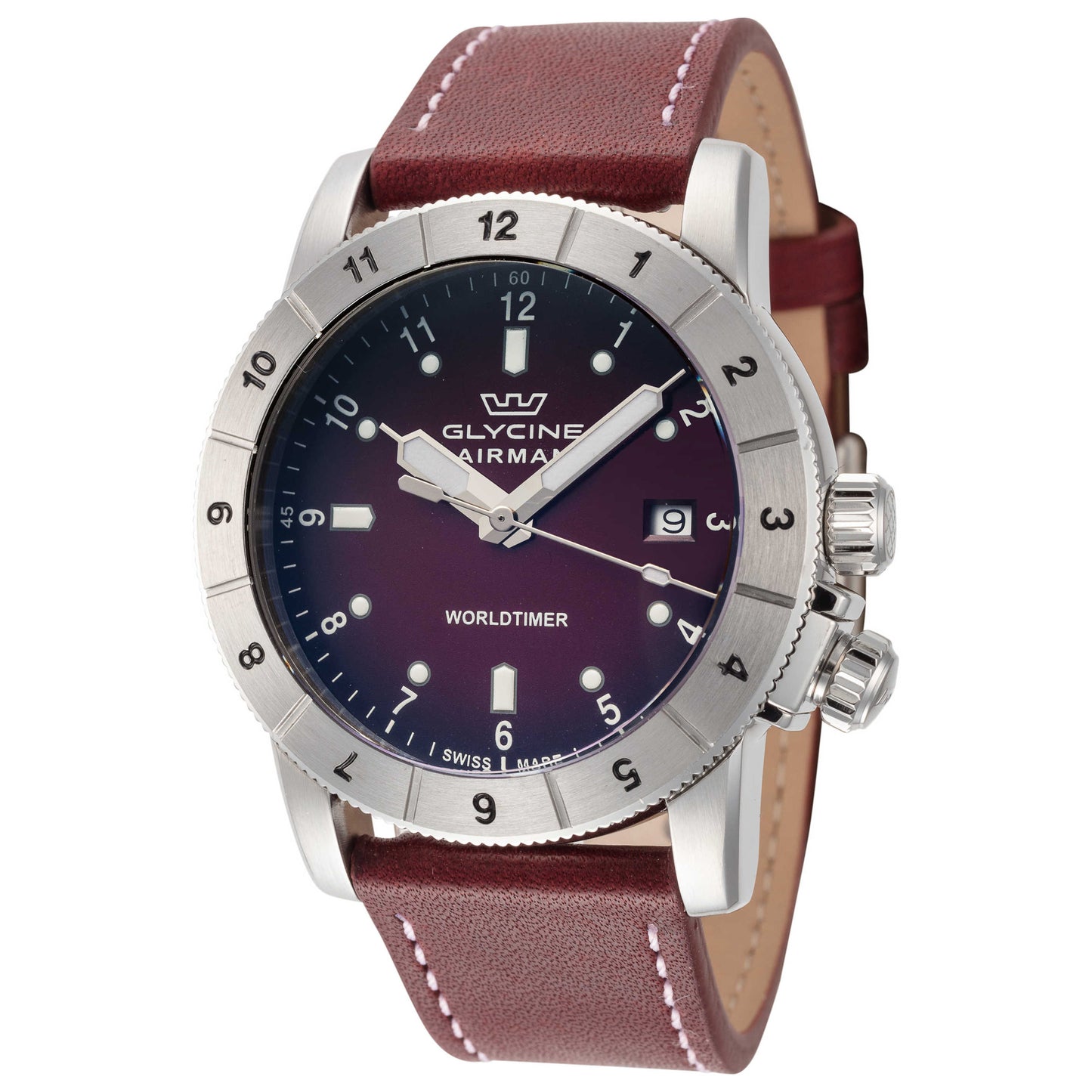 Front view of Glycine Airman Worldtimer Men's Quartz Watch GL1023