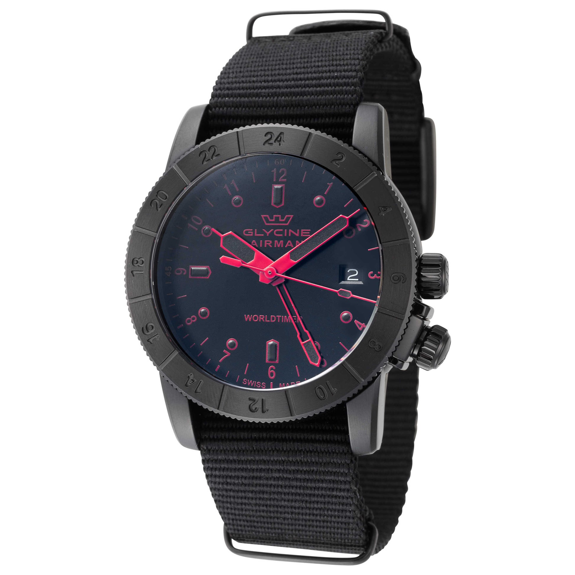Front view of Glycine Airman Worldtimer Men's Quartz Watch GL1027