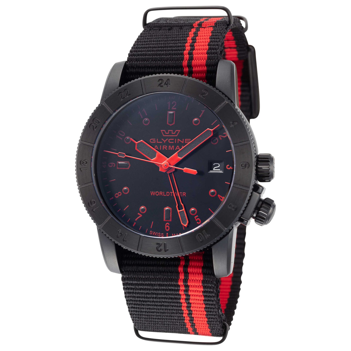 Front view of Glycine Airman Worldtimer Men's Quartz Watch GL1028