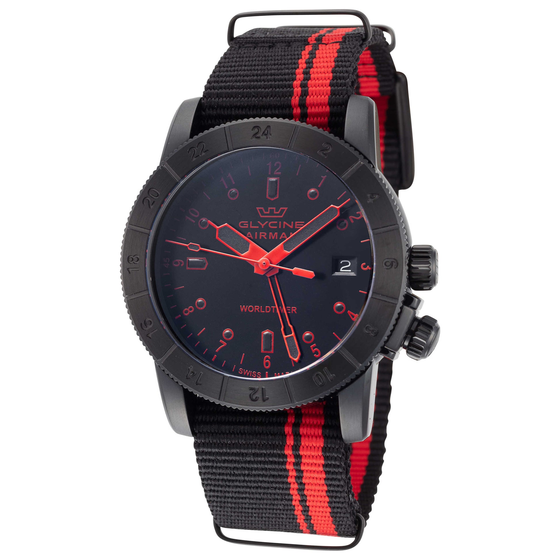 Front view of Glycine Airman Worldtimer Men's Quartz Watch GL1028