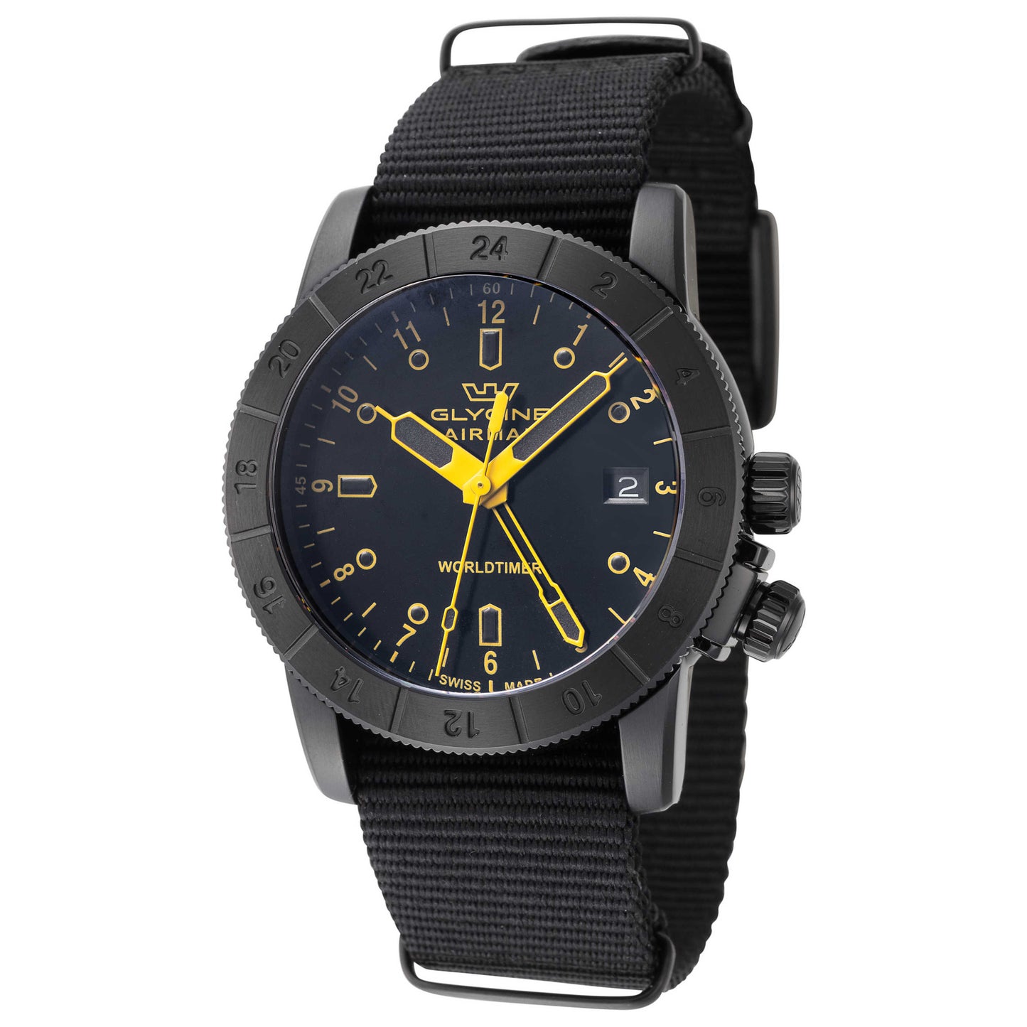 Front view of Glycine Airman Worldtimer Men's Quartz Watch GL1029