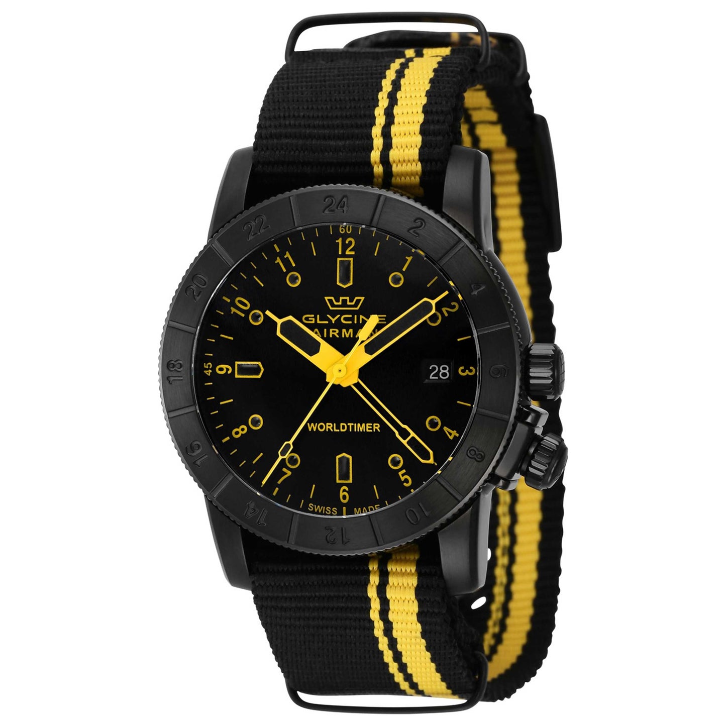 Front view of Glycine Airman Worldtimer Men's Quartz Watch GL1030