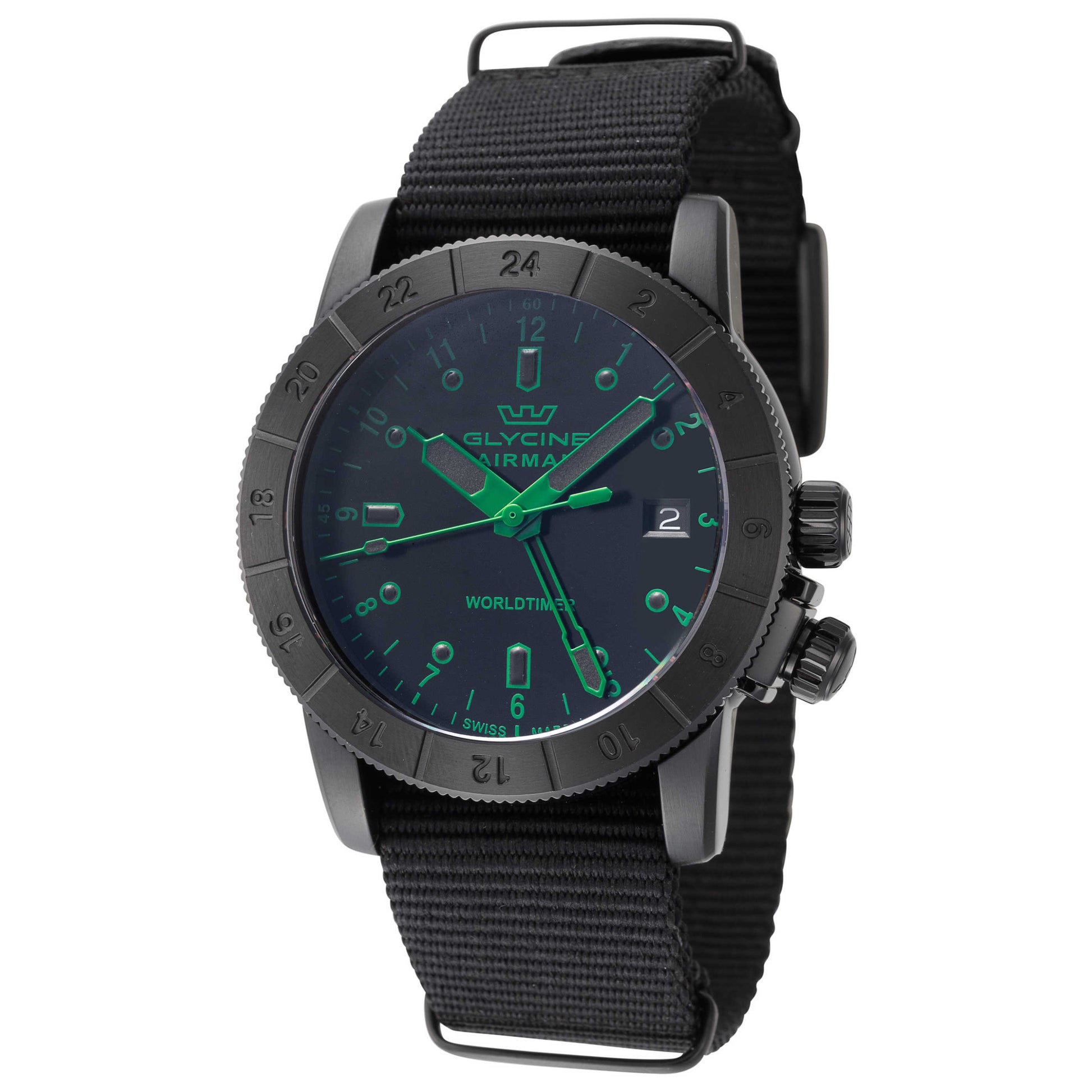 Front view of Glycine Airman Worldtimer Men's Quartz Watch GL1031