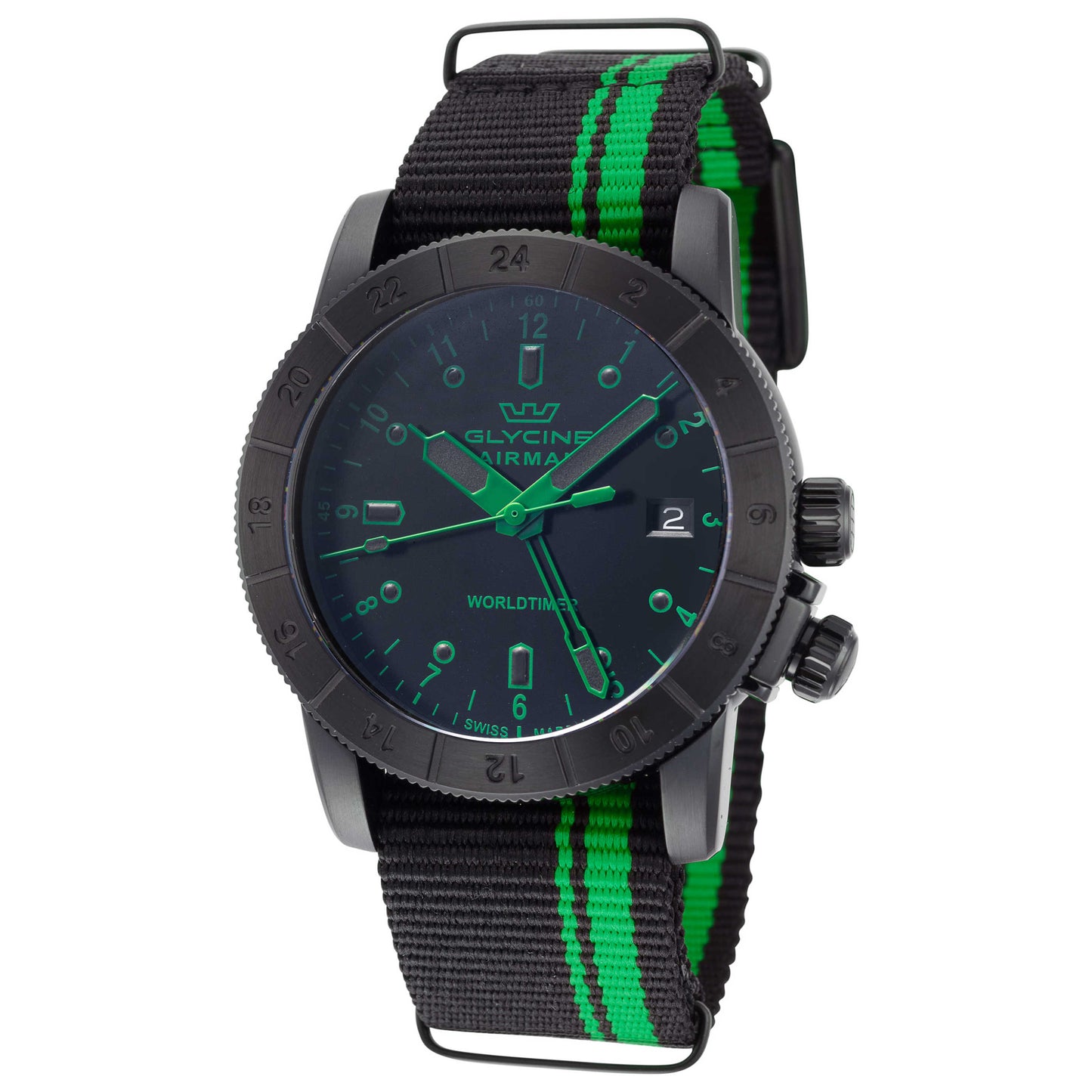 Front view of Glycine Airman Worldtimer Men's Quartz Watch GL1032