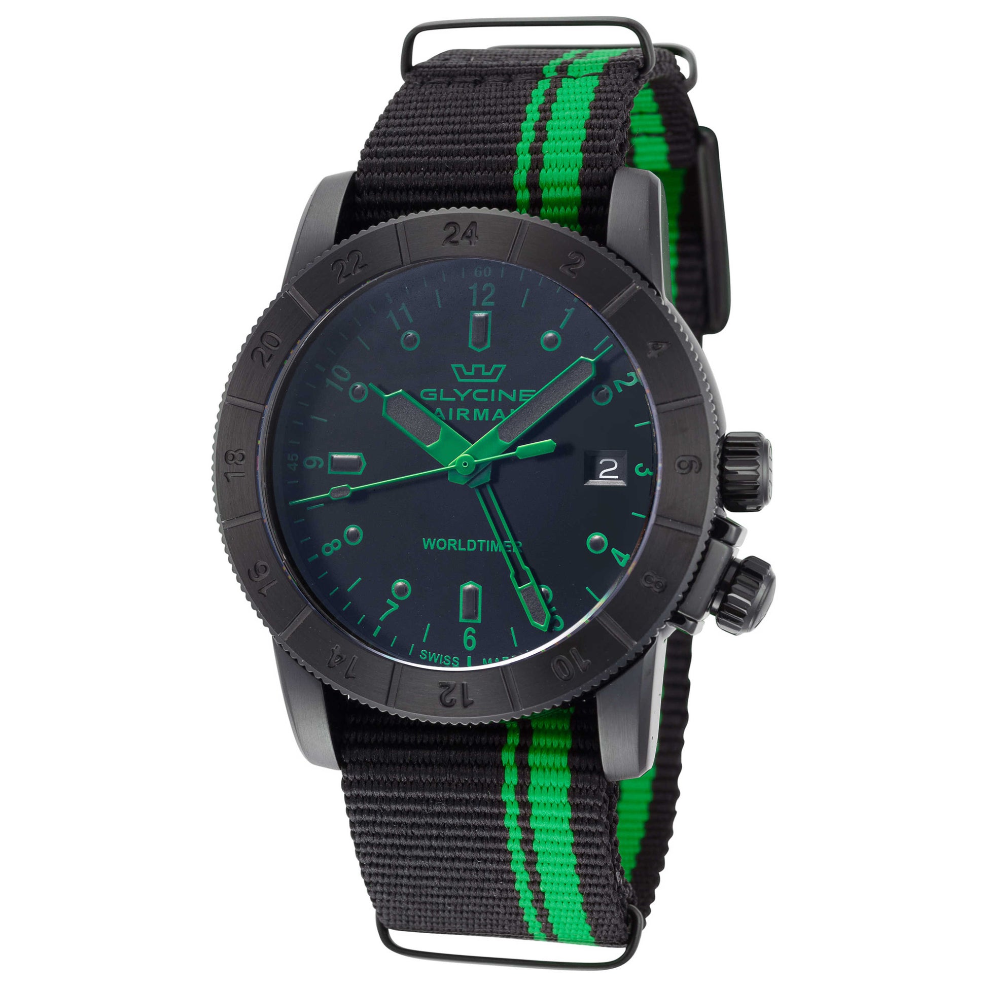 Front view of Glycine Airman Worldtimer Men's Quartz Watch GL1032