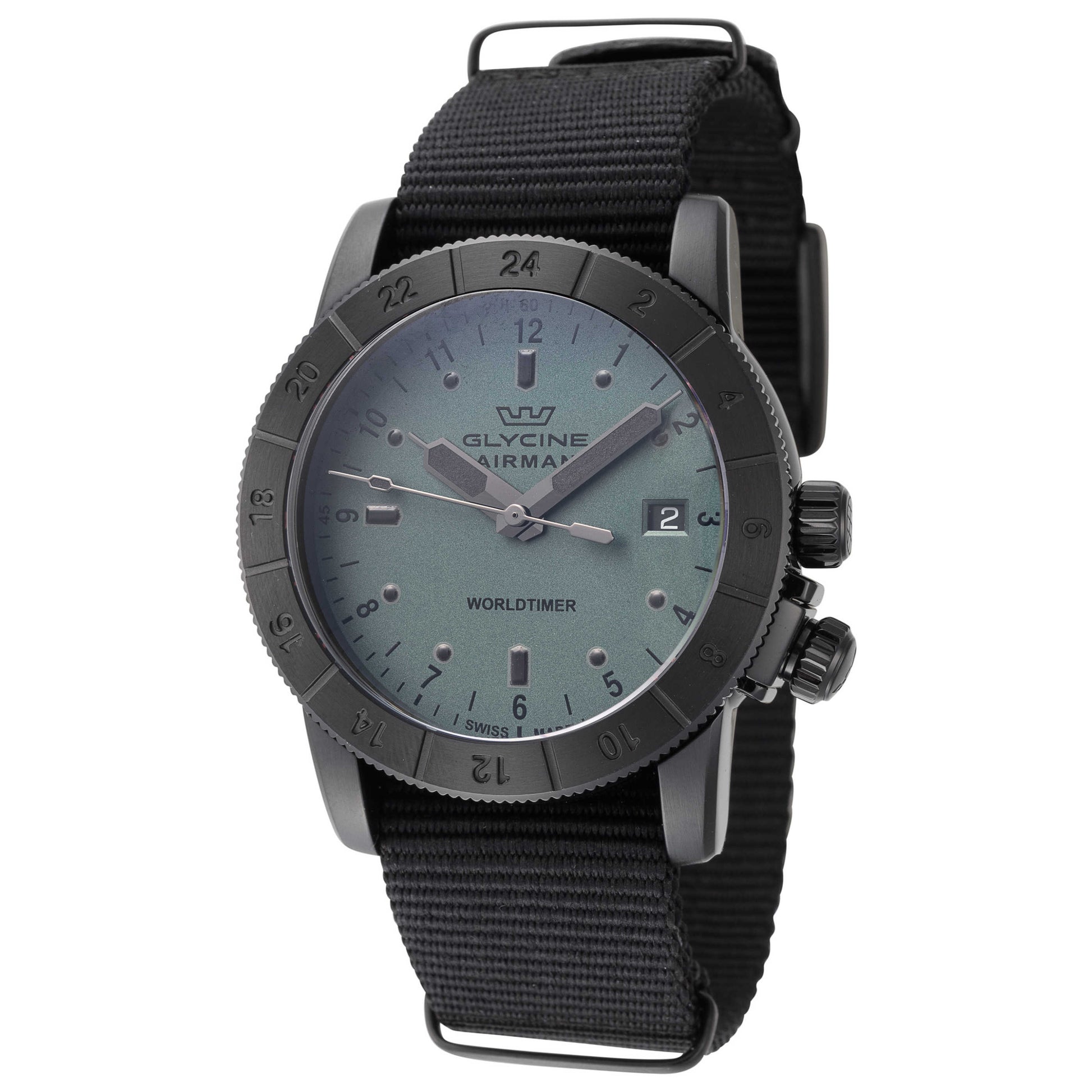 Front view of Glycine Airman Worldtimer Men's Quartz Watch GL1033