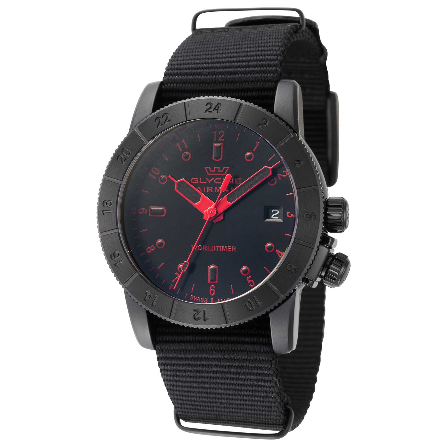 Front view of Glycine Airman Worldtimer Men's Quartz Watch GL1036
