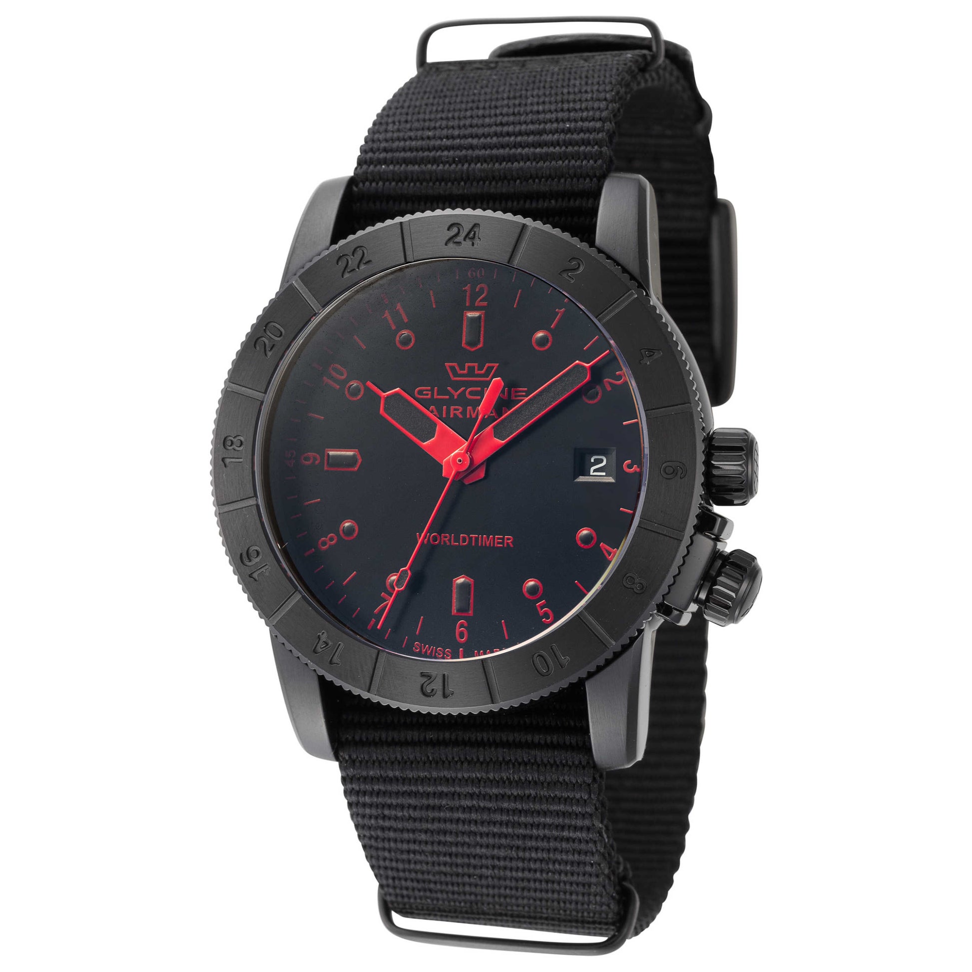 Front view of Glycine Airman Worldtimer Men's Quartz Watch GL1036