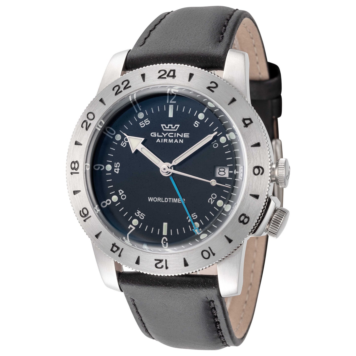 Front view of Glycine Airman Worldtimer GMT Men's Quartz Watch GL1048