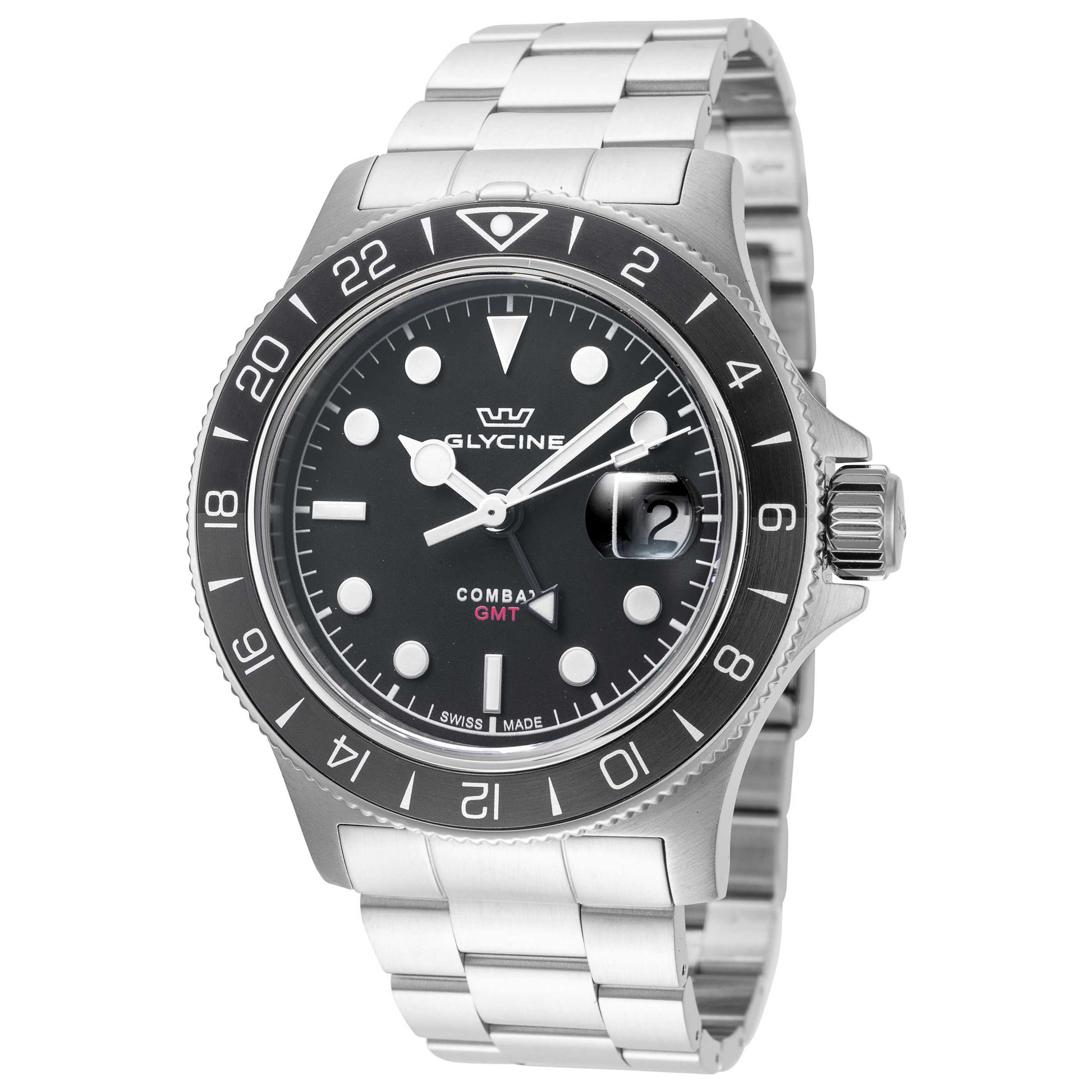 Front view of Glycine Combat Sub GMT Men's Quartz Watch GL1052