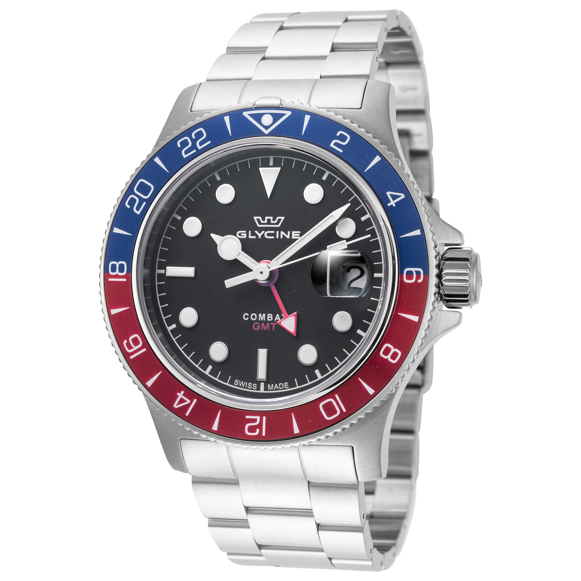 Front view of Glycine Combat Sub GMT Men's Quartz Watch GL1054