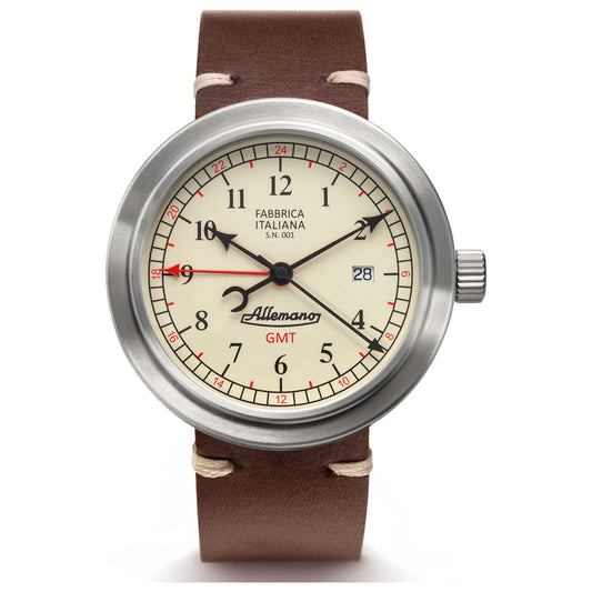 Front view of Allemano 1919 Gmt Men's Automatic Watch GMTA1919SPPW