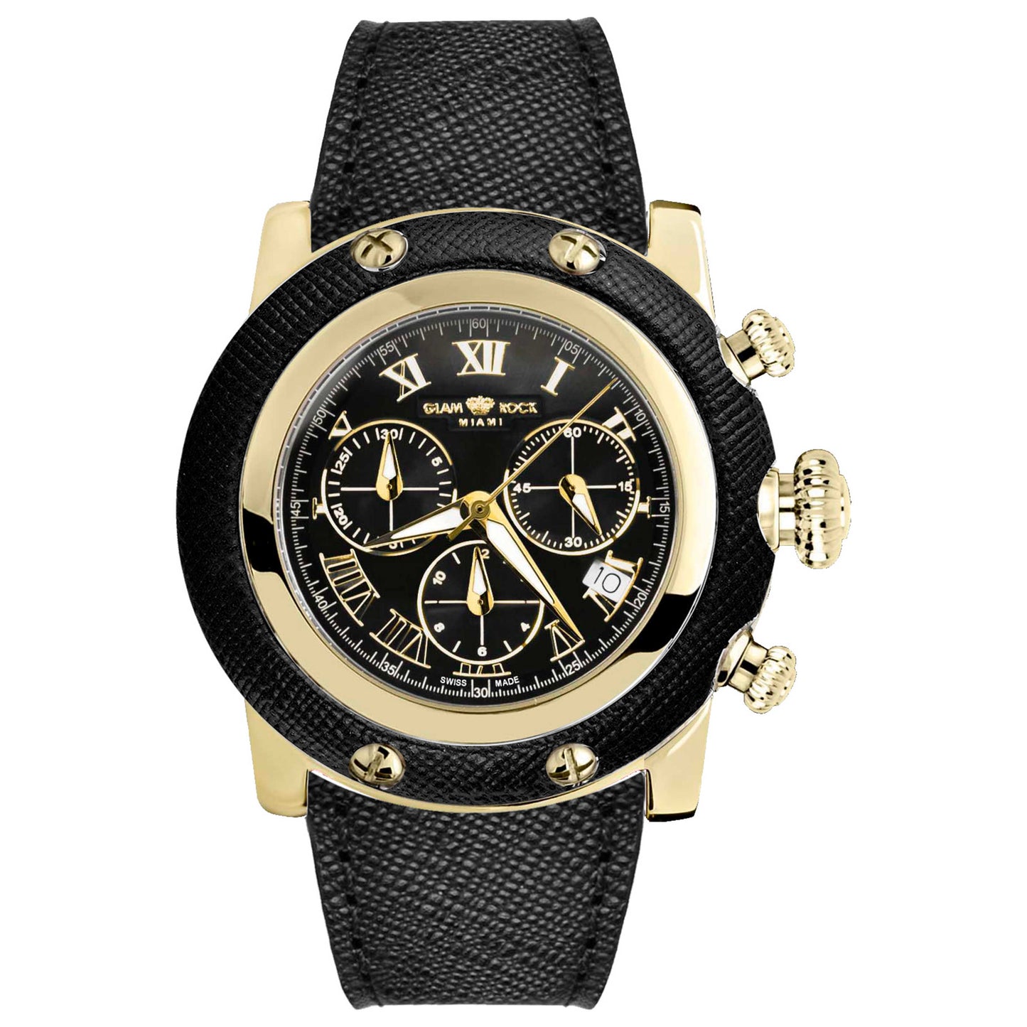 Front view of Glam Rock Miami Women's Quartz Watch GR10124YGBB