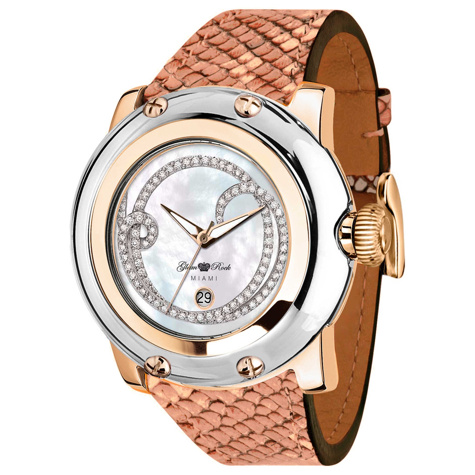 Front view of Glam Rock Miami Women's Quartz Watch GR10530BR