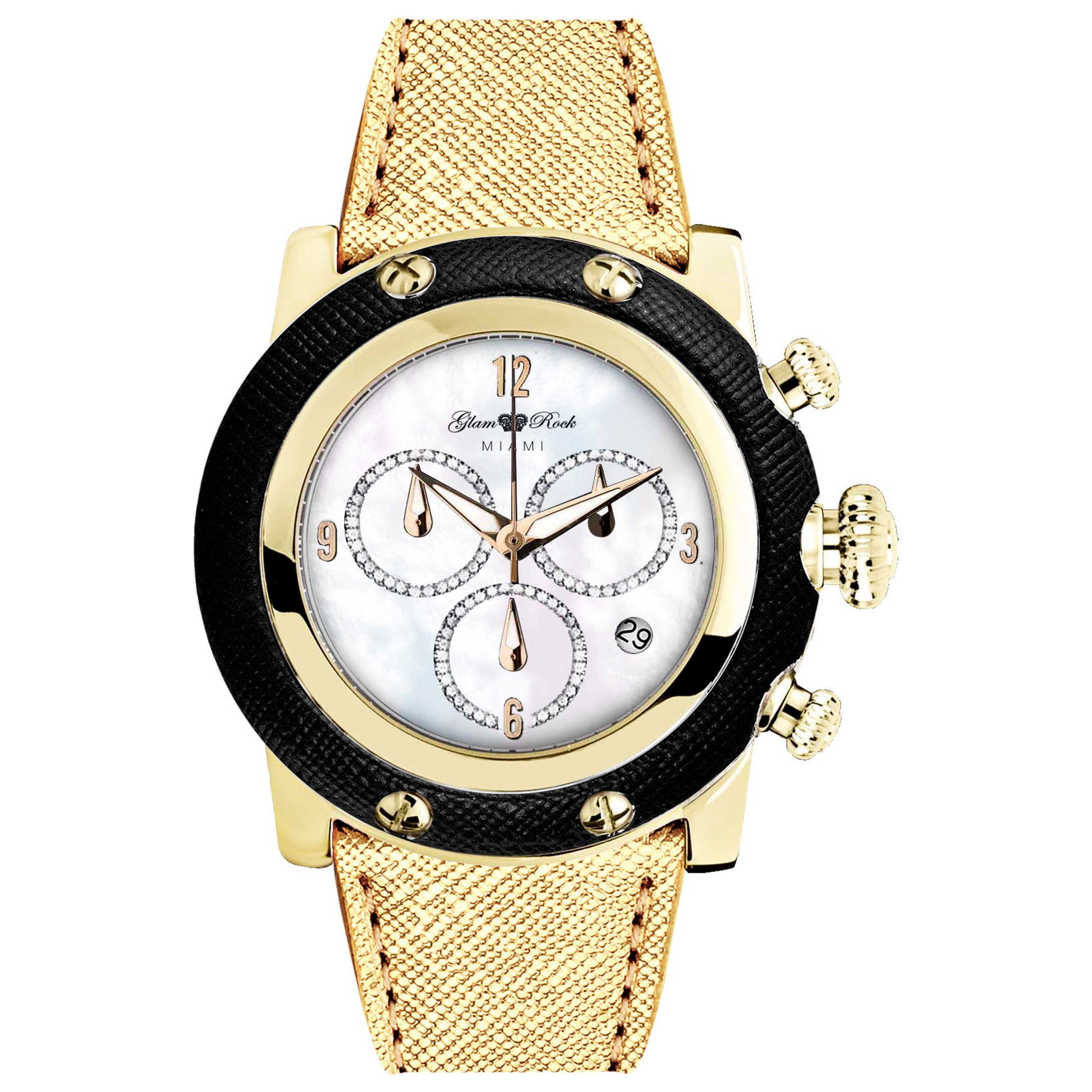 Front view of Glam Rock Miami Women's Quartz Watch GR11142YG