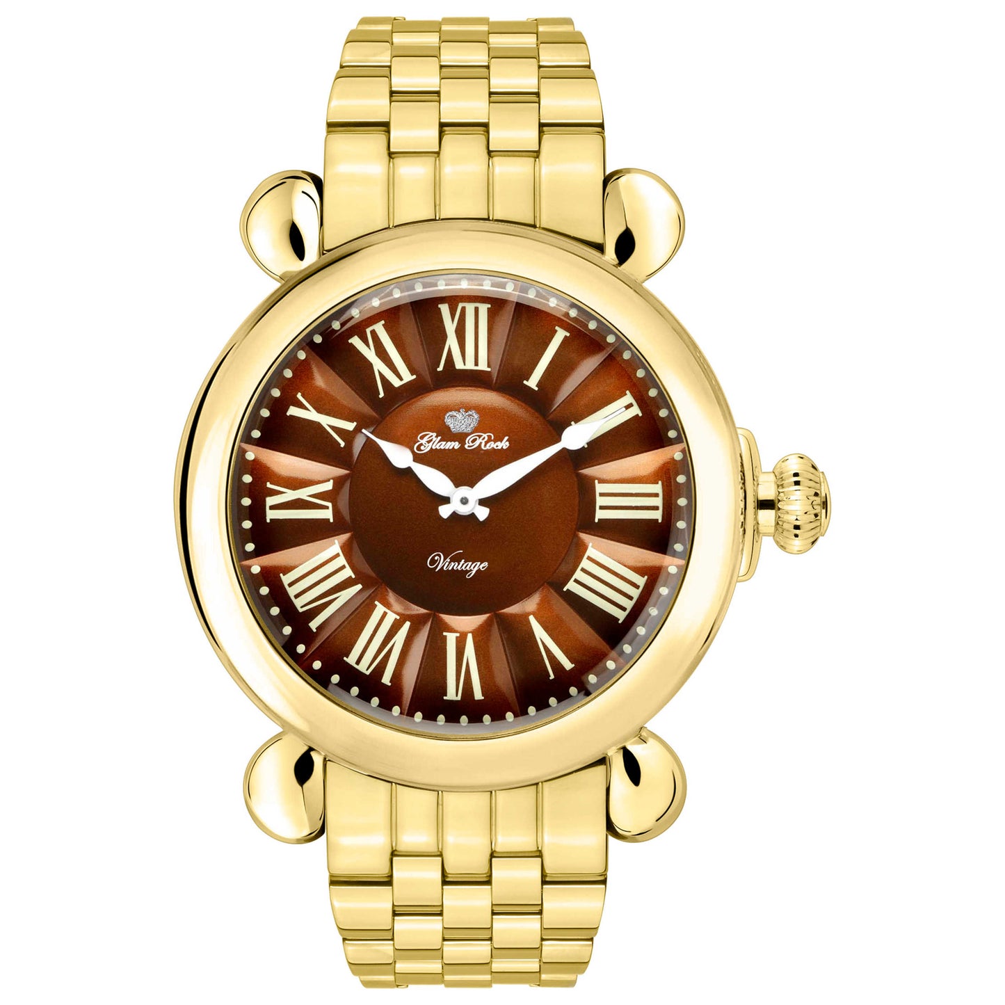 Front view of Glam Rock Vintage Women's Quartz Watch GR28042-BR