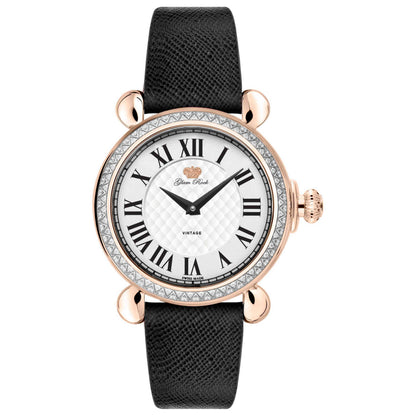 Front view of Glam Rock Vintage Women's Quartz Watch GR28050DS-BK