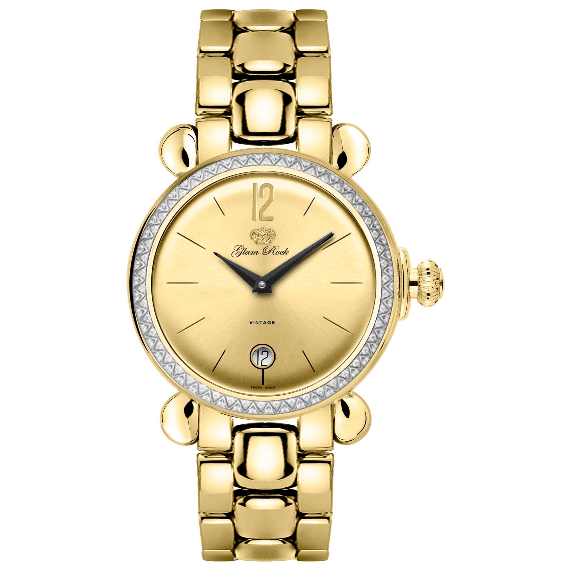 Front view of Glam Rock Vintage Women's Quartz Watch GR28053DS