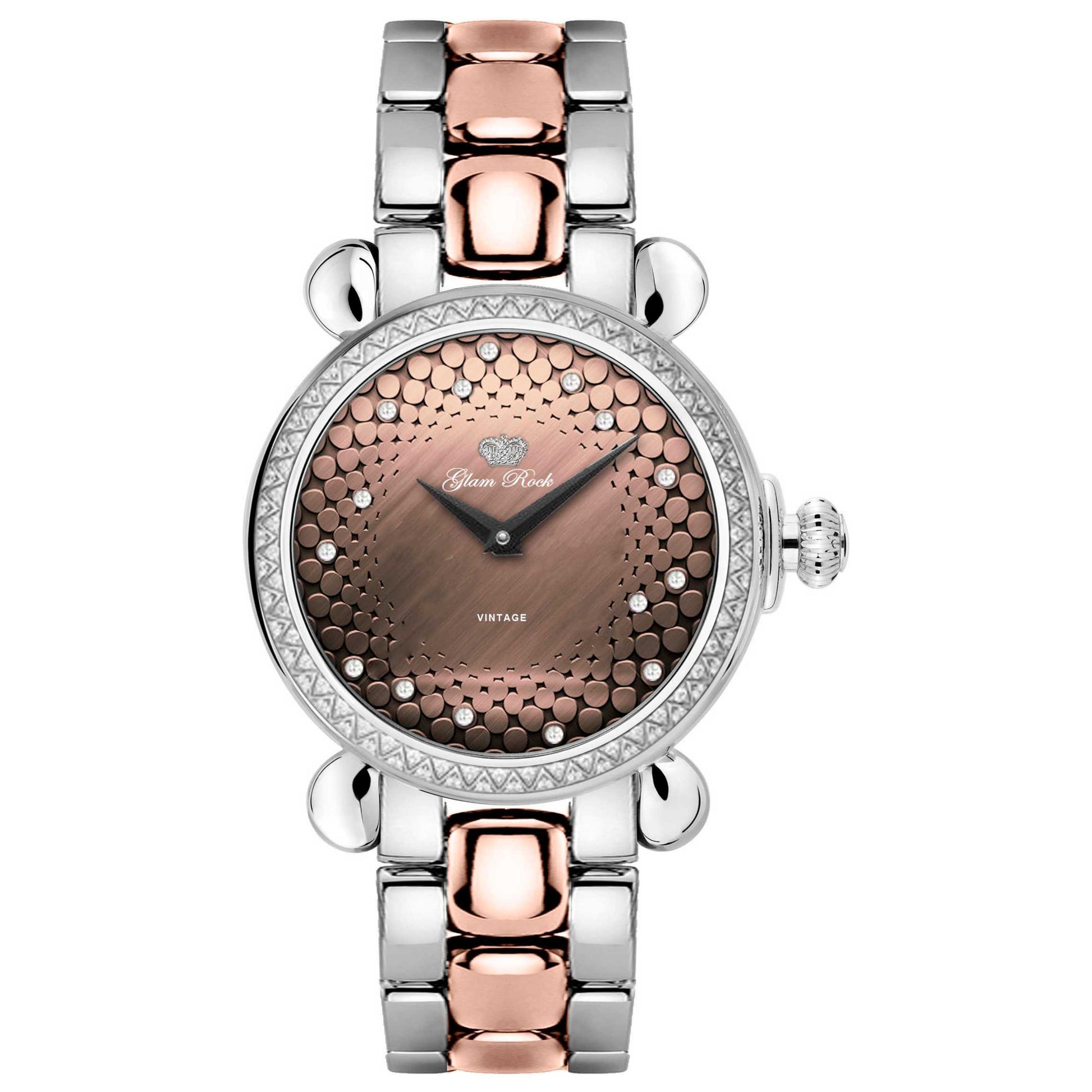 Front view of Glam Rock Vintage Women's Quartz Watch GR28059DS