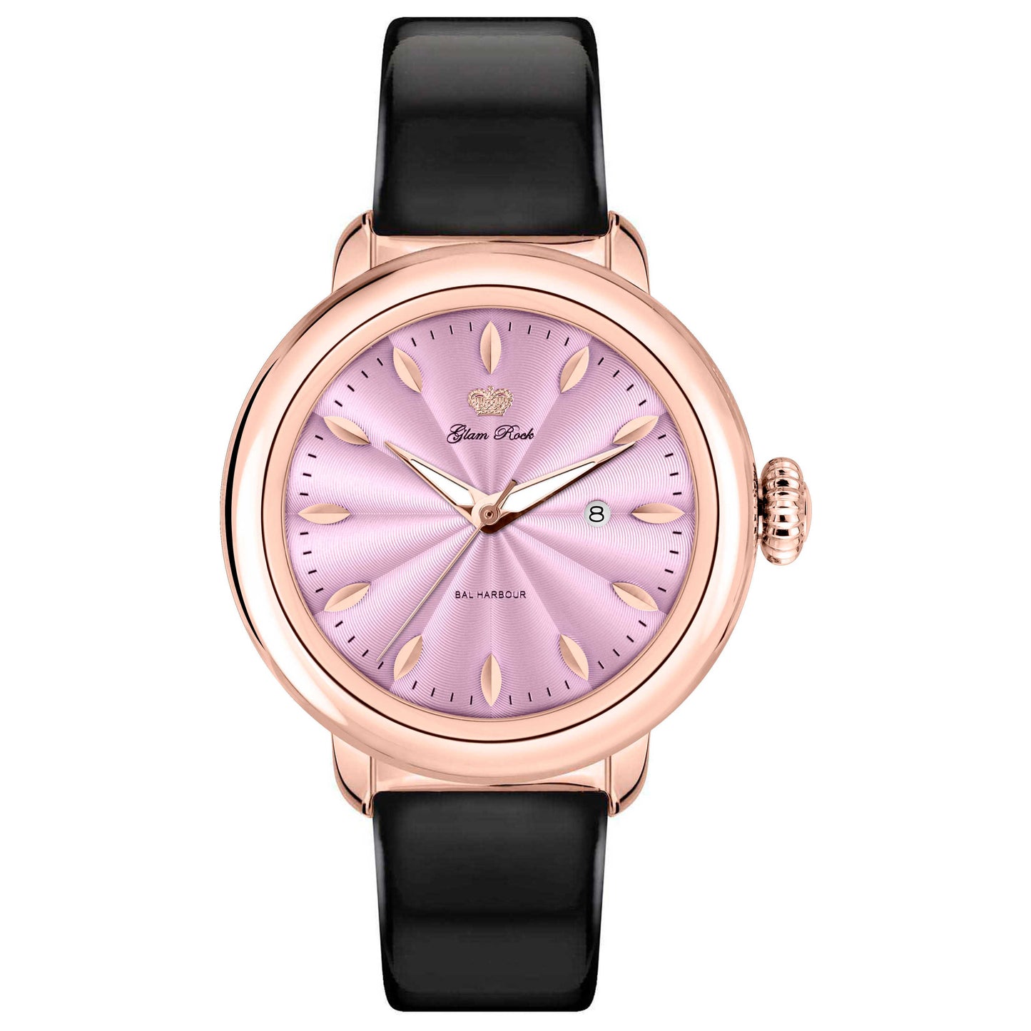 Front view of Glam Rock Bal Harbour Women's Quartz Watch GR77026-BK
