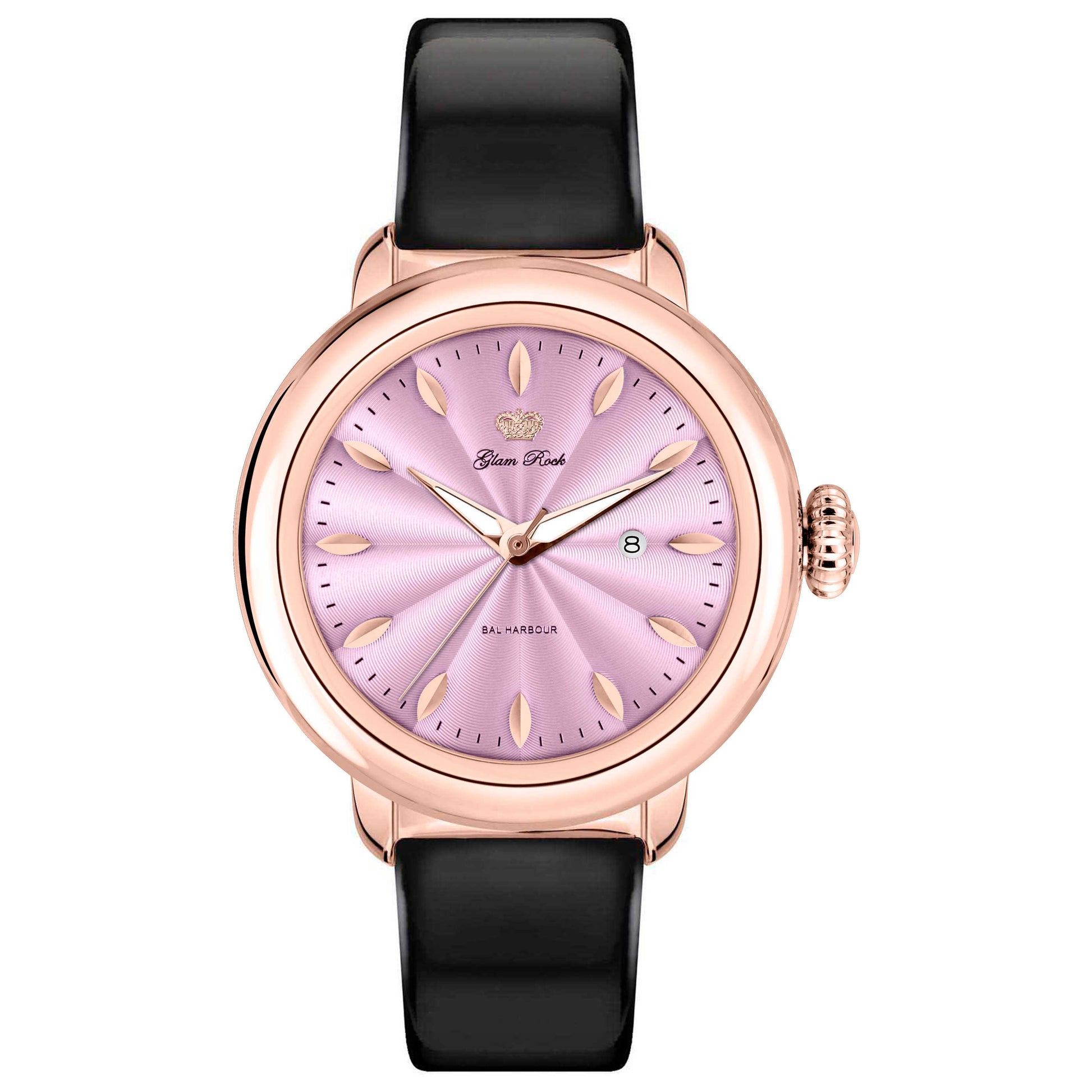 Front view of Glam Rock Bal Harbour Women's Quartz Watch GR77026-BK