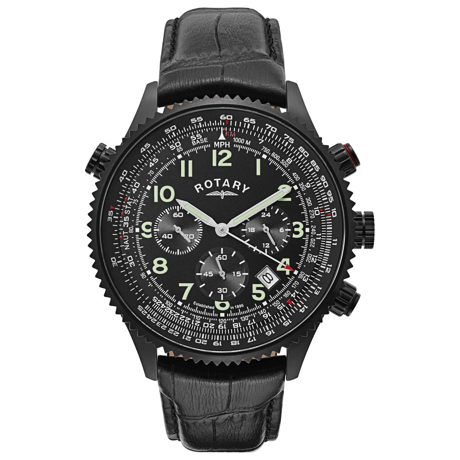 Front view of Rotary Chronograph Men's Quartz Watch GS00122-04