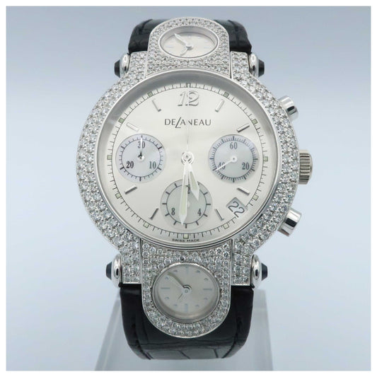 Front view of DeLaneau Three Times Zones Men's Automatic Watch GTC077-WG-GA134-C-SD