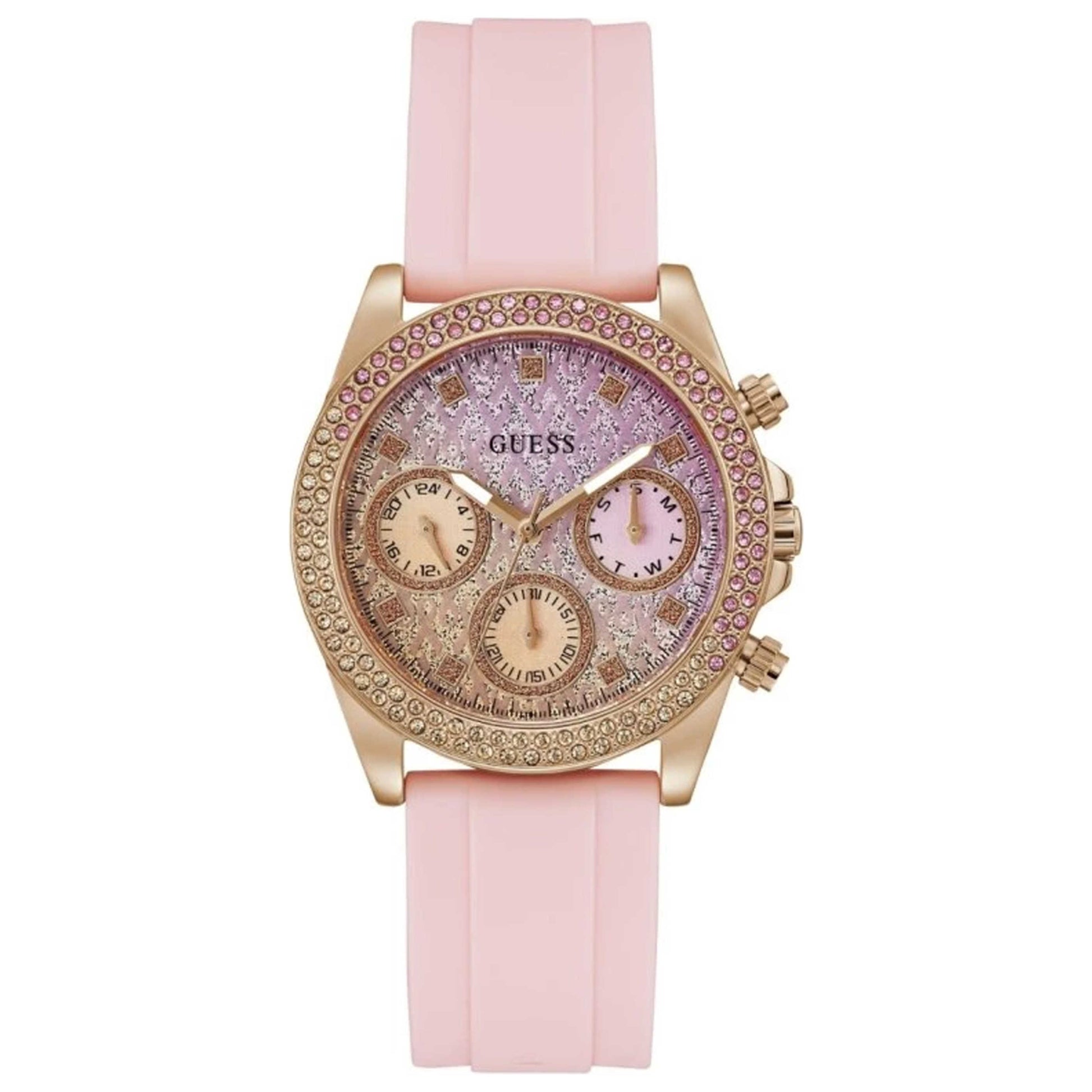 Front view of Guess Sparkling Pink Women's Quartz Watch GW0032L4