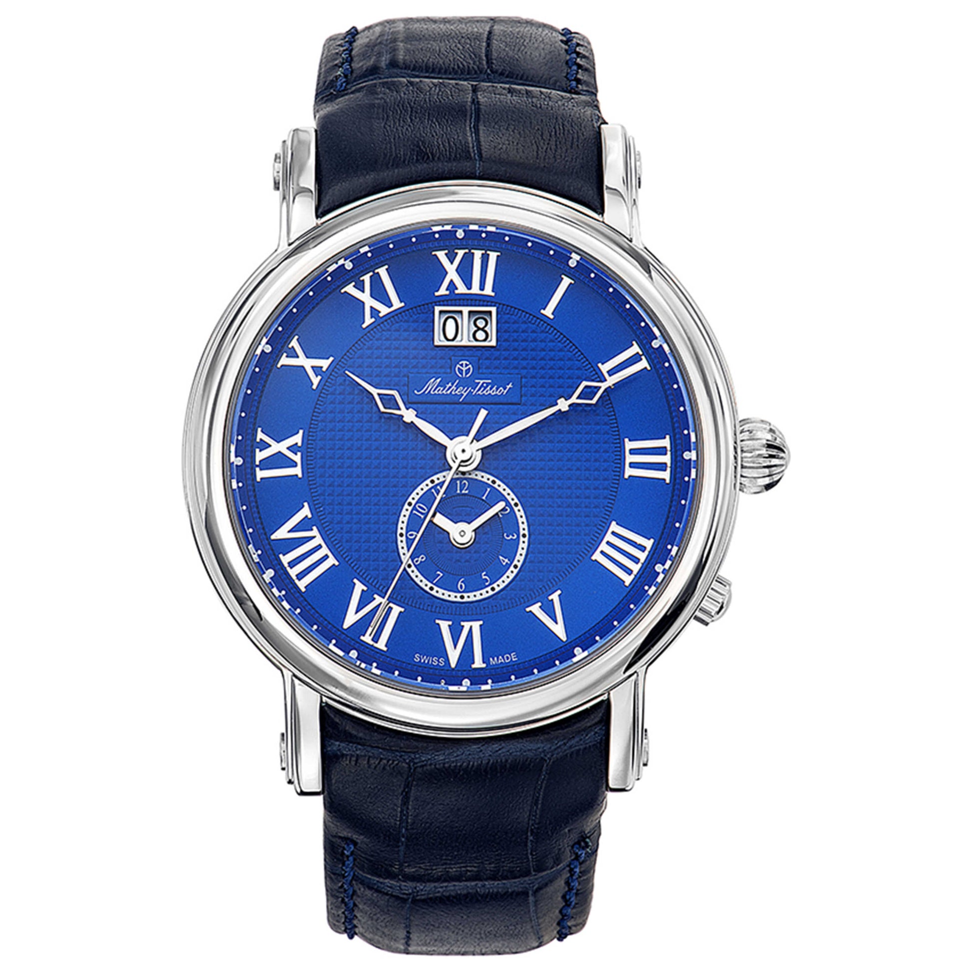 Front view of Mathey Tissot Dual Time Men's Quartz Watch H4046ABU